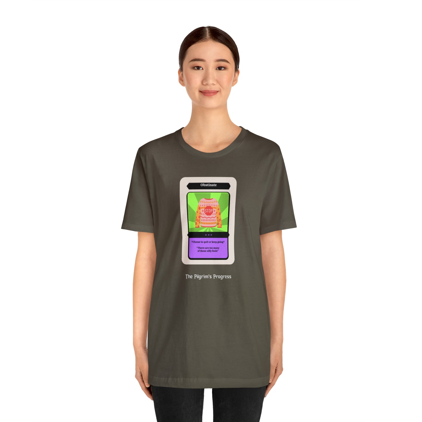 Pilgrim's Progress Obstinate Trading Card Unisex Jersey Short Sleeve Tee