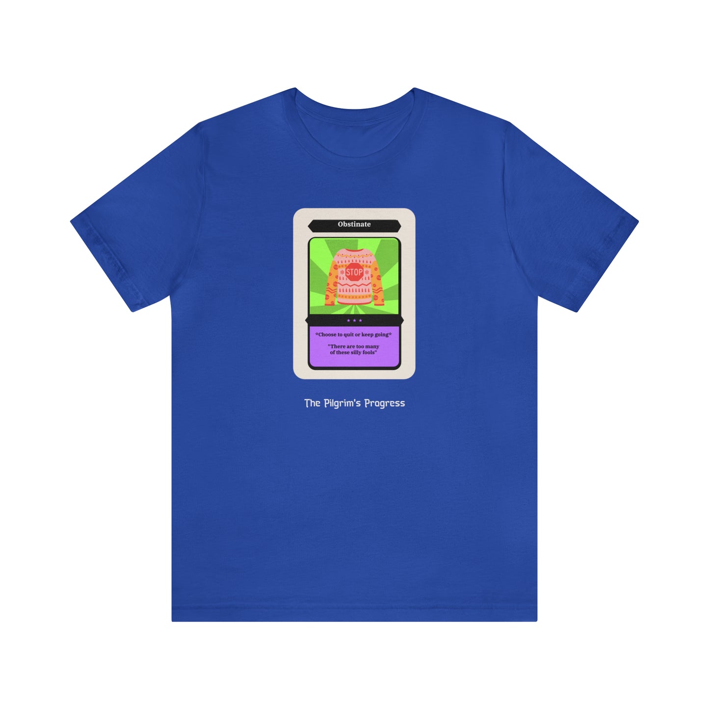 Pilgrim's Progress Obstinate Trading Card Unisex Jersey Short Sleeve Tee