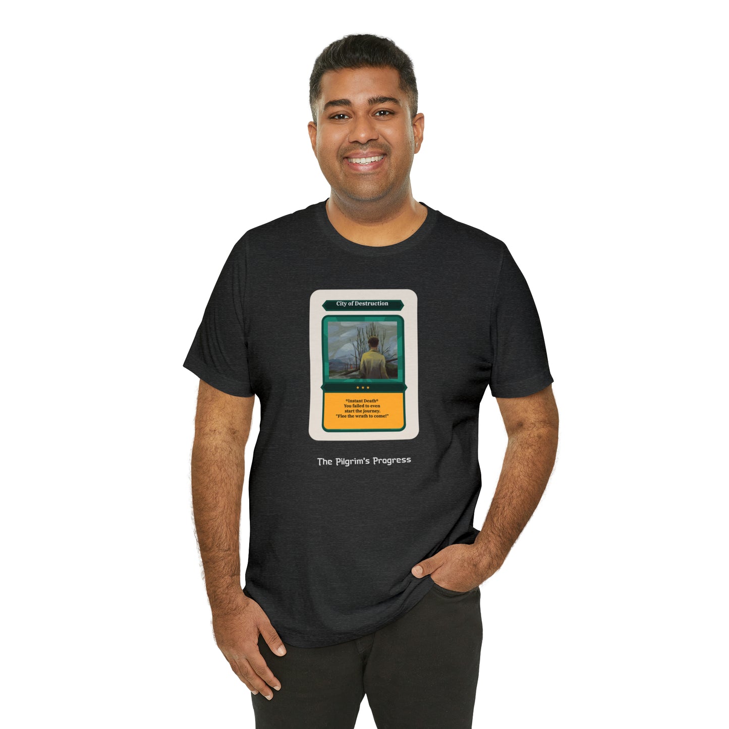Pilgrim's Progress City of Destruction Trading Card Unisex Jersey Short Sleeve Tee