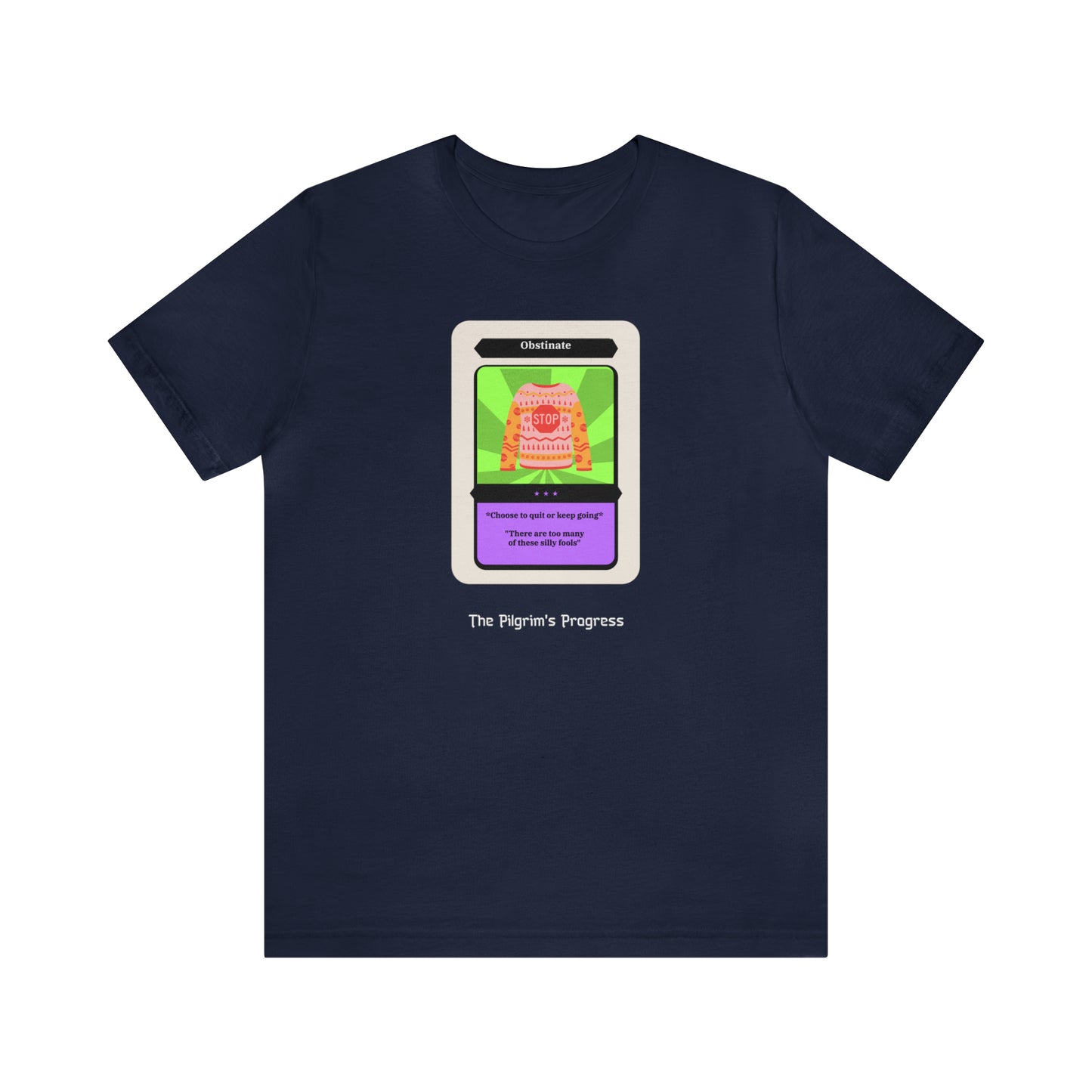 Pilgrim's Progress Obstinate Trading Card Unisex Jersey Short Sleeve Tee