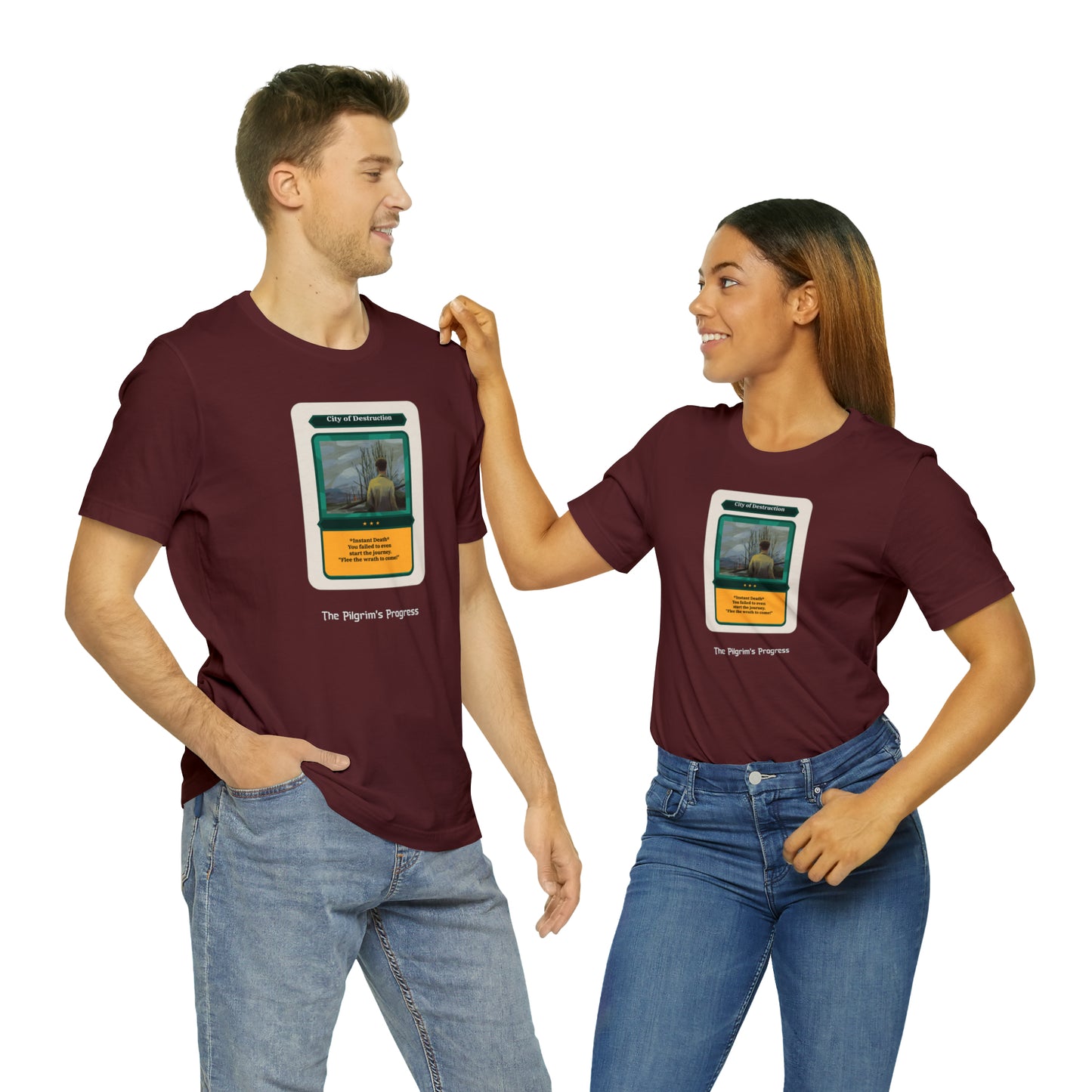 Pilgrim's Progress City of Destruction Trading Card Unisex Jersey Short Sleeve Tee
