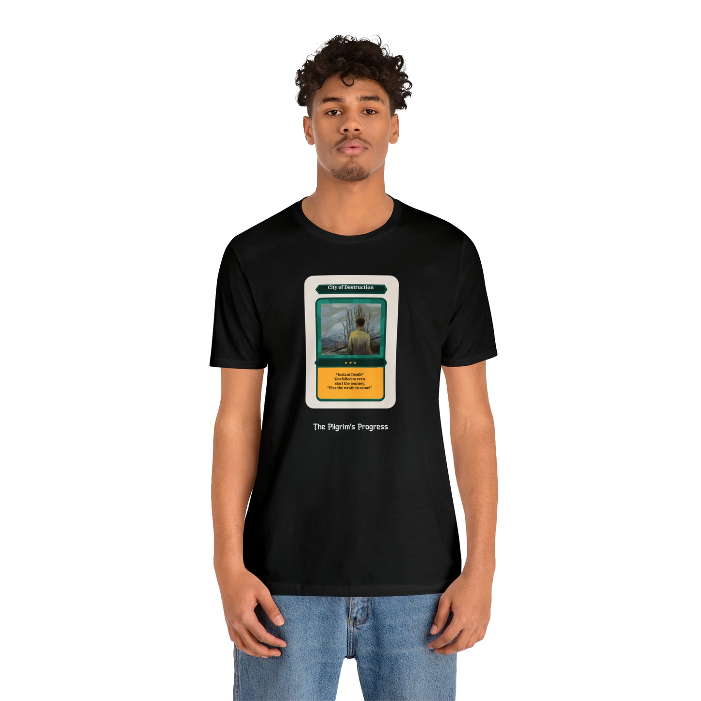 Pilgrim's Progress City of Destruction Trading Card Unisex Jersey Short Sleeve Tee