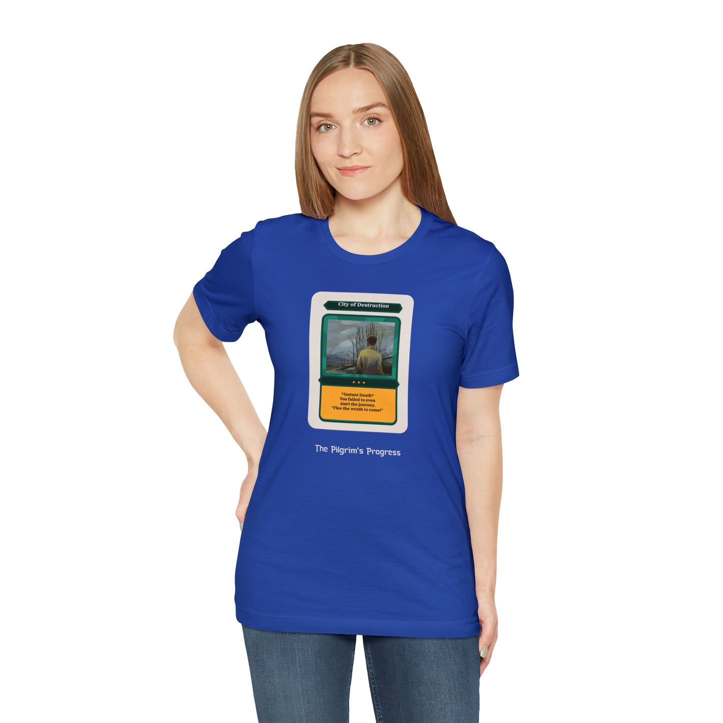 Pilgrim's Progress City of Destruction Trading Card Unisex Jersey Short Sleeve Tee