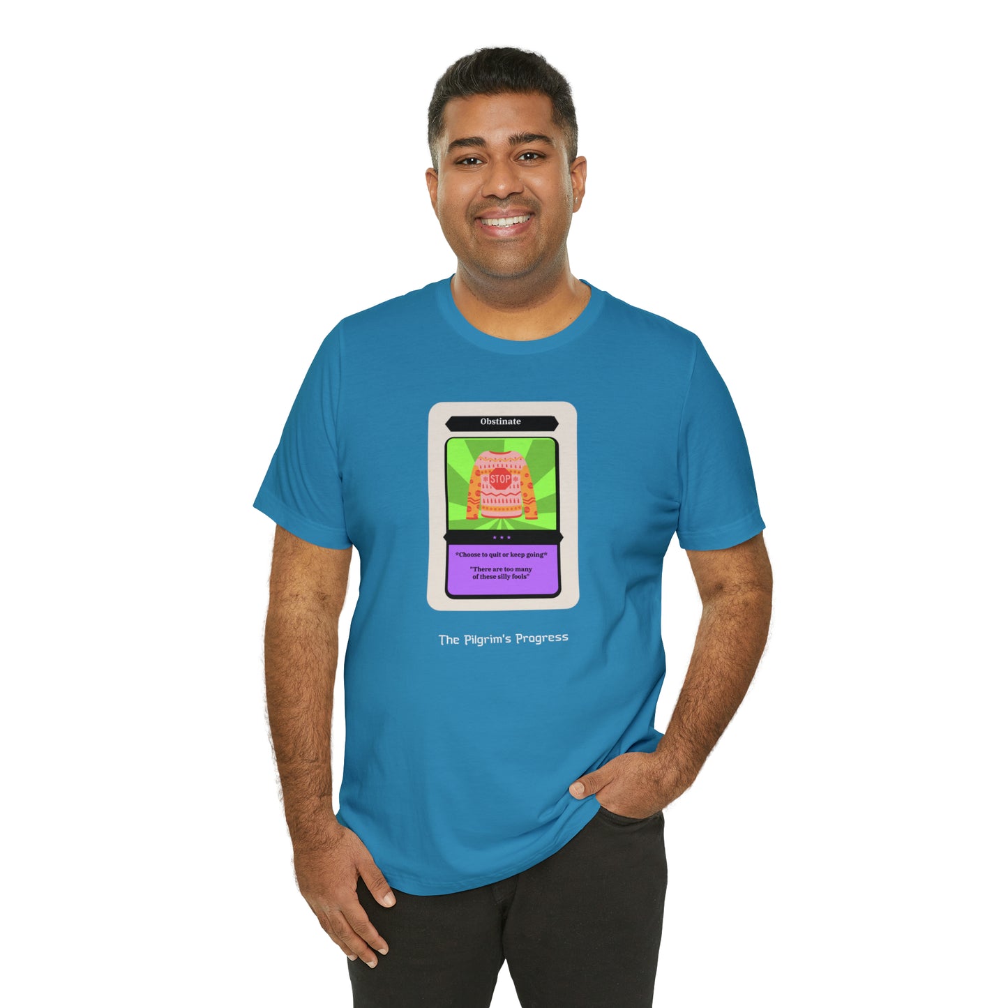 Pilgrim's Progress Obstinate Trading Card Unisex Jersey Short Sleeve Tee