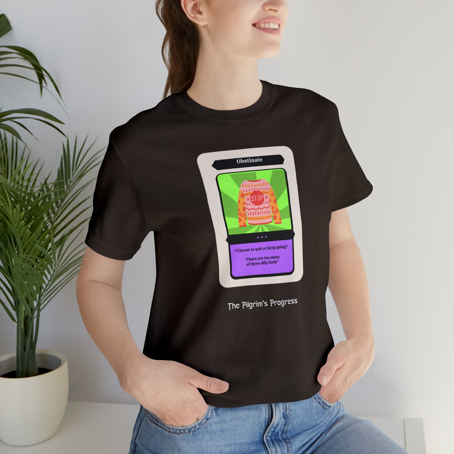 Pilgrim's Progress Obstinate Trading Card Unisex Jersey Short Sleeve Tee