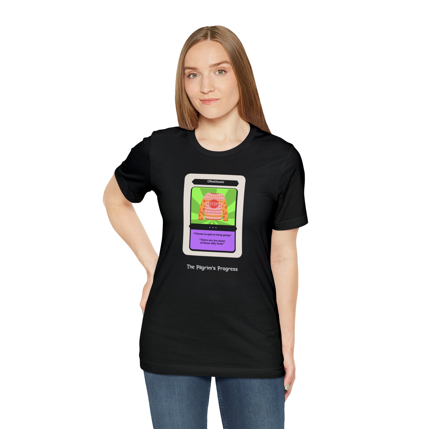 Pilgrim's Progress Obstinate Trading Card Unisex Jersey Short Sleeve Tee