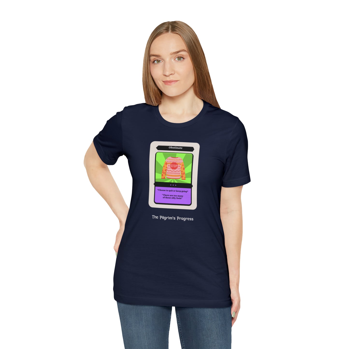 Pilgrim's Progress Obstinate Trading Card Unisex Jersey Short Sleeve Tee