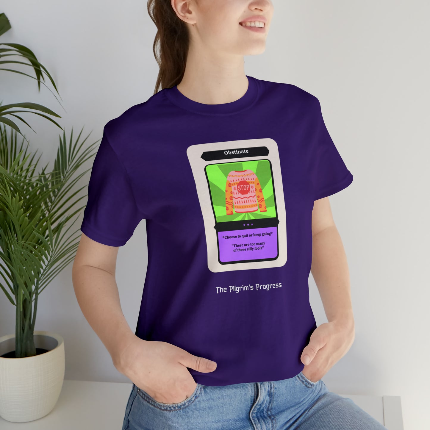 Pilgrim's Progress Obstinate Trading Card Unisex Jersey Short Sleeve Tee