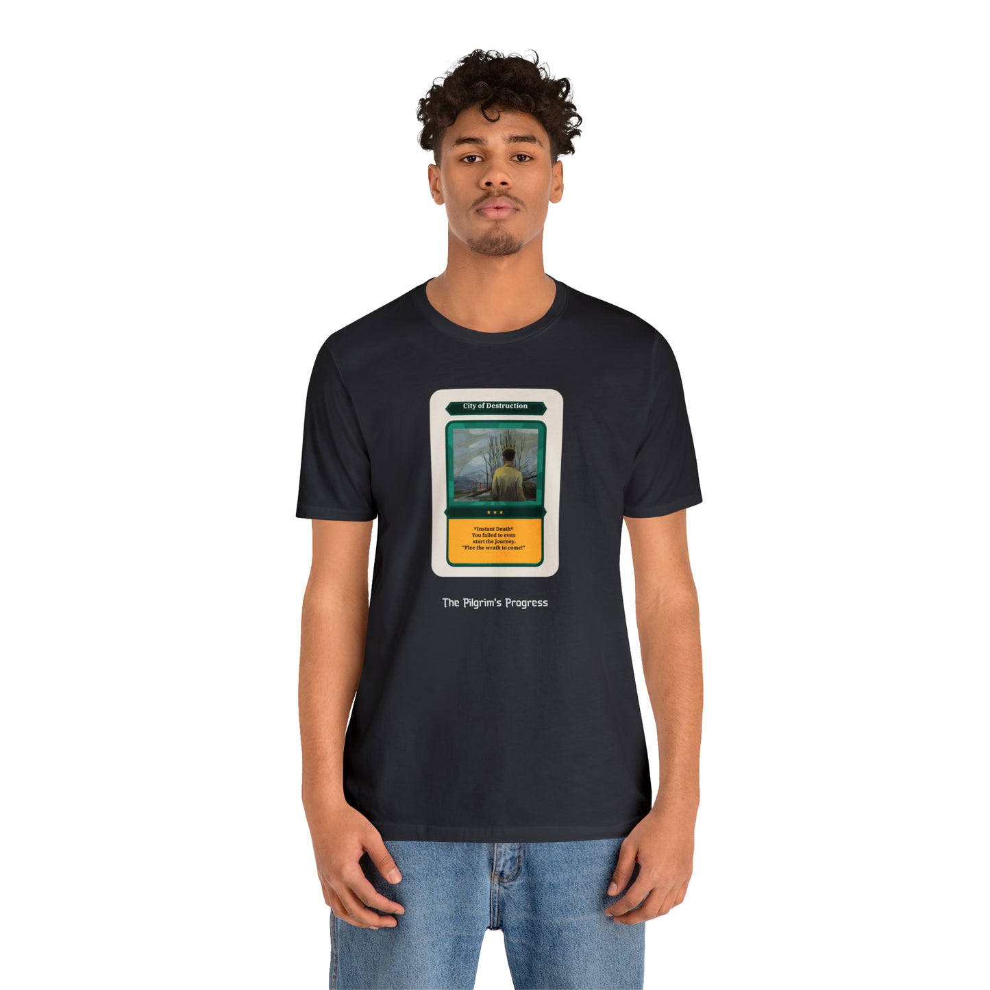 Pilgrim's Progress City of Destruction Trading Card Unisex Jersey Short Sleeve Tee