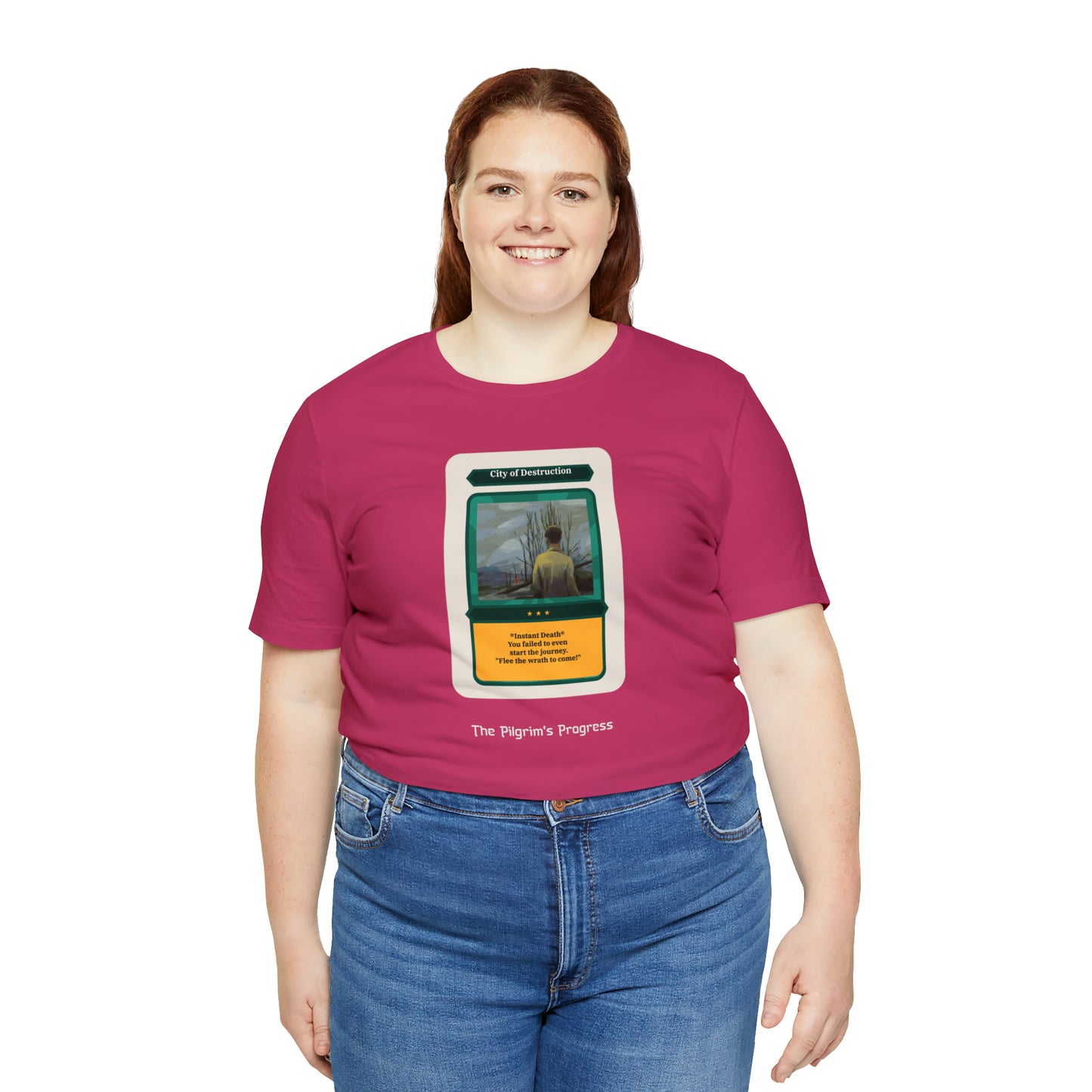 Pilgrim's Progress City of Destruction Trading Card Unisex Jersey Short Sleeve Tee