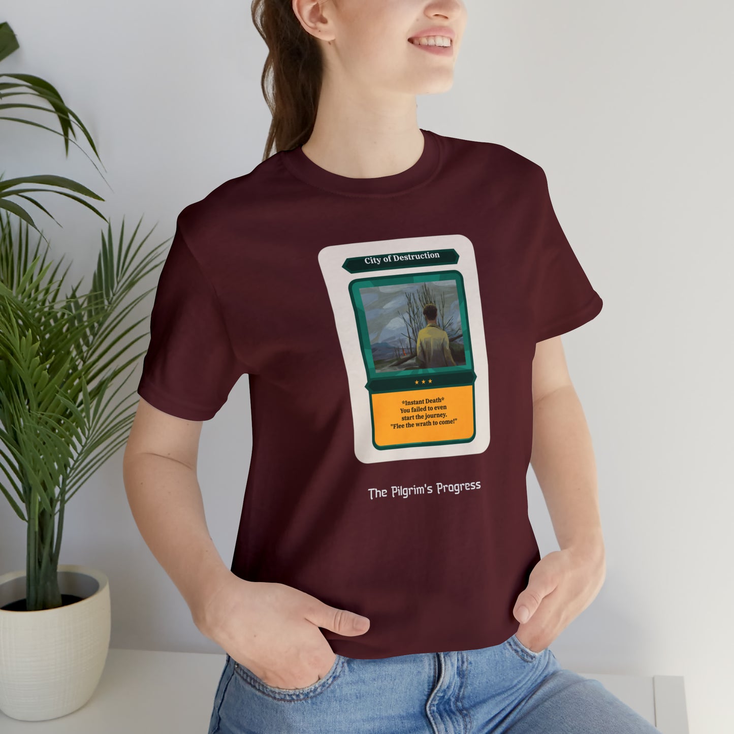Pilgrim's Progress City of Destruction Trading Card Unisex Jersey Short Sleeve Tee
