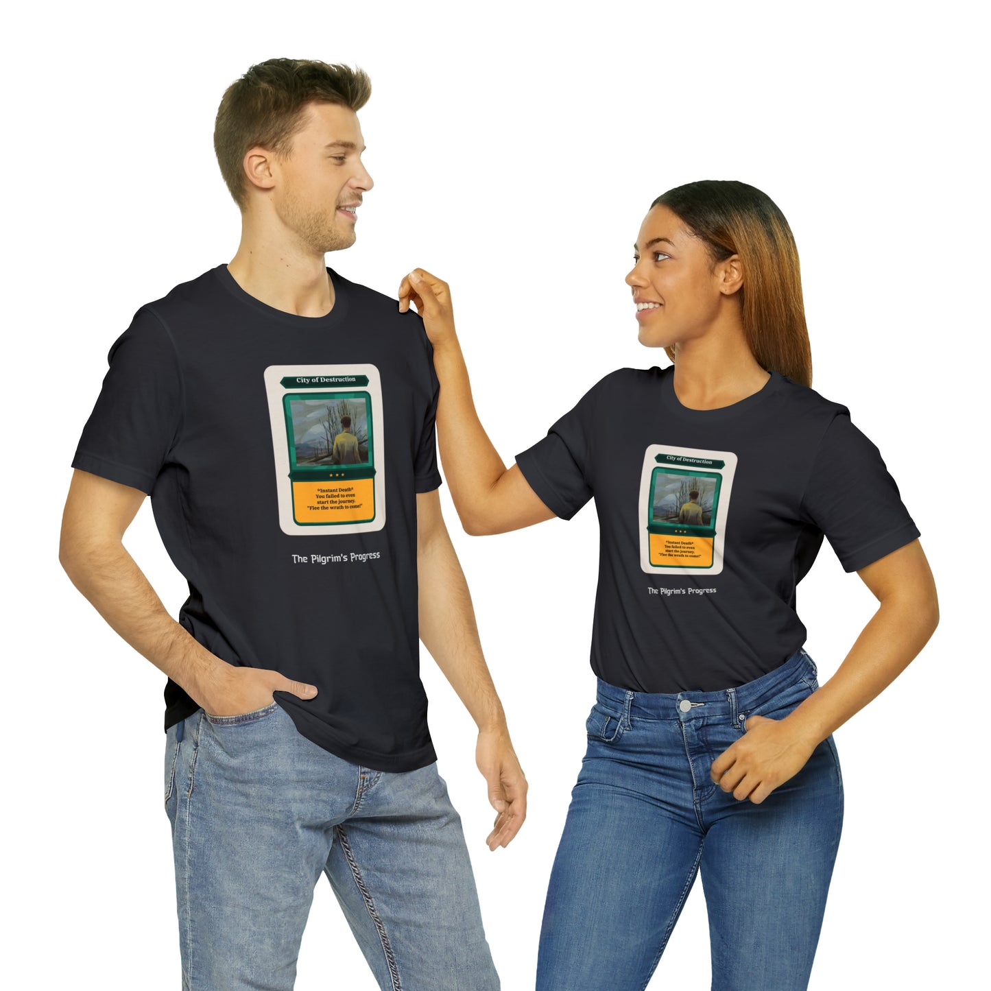 Pilgrim's Progress City of Destruction Trading Card Unisex Jersey Short Sleeve Tee