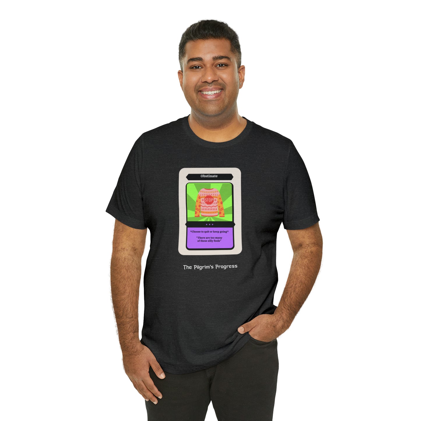 Pilgrim's Progress Obstinate Trading Card Unisex Jersey Short Sleeve Tee