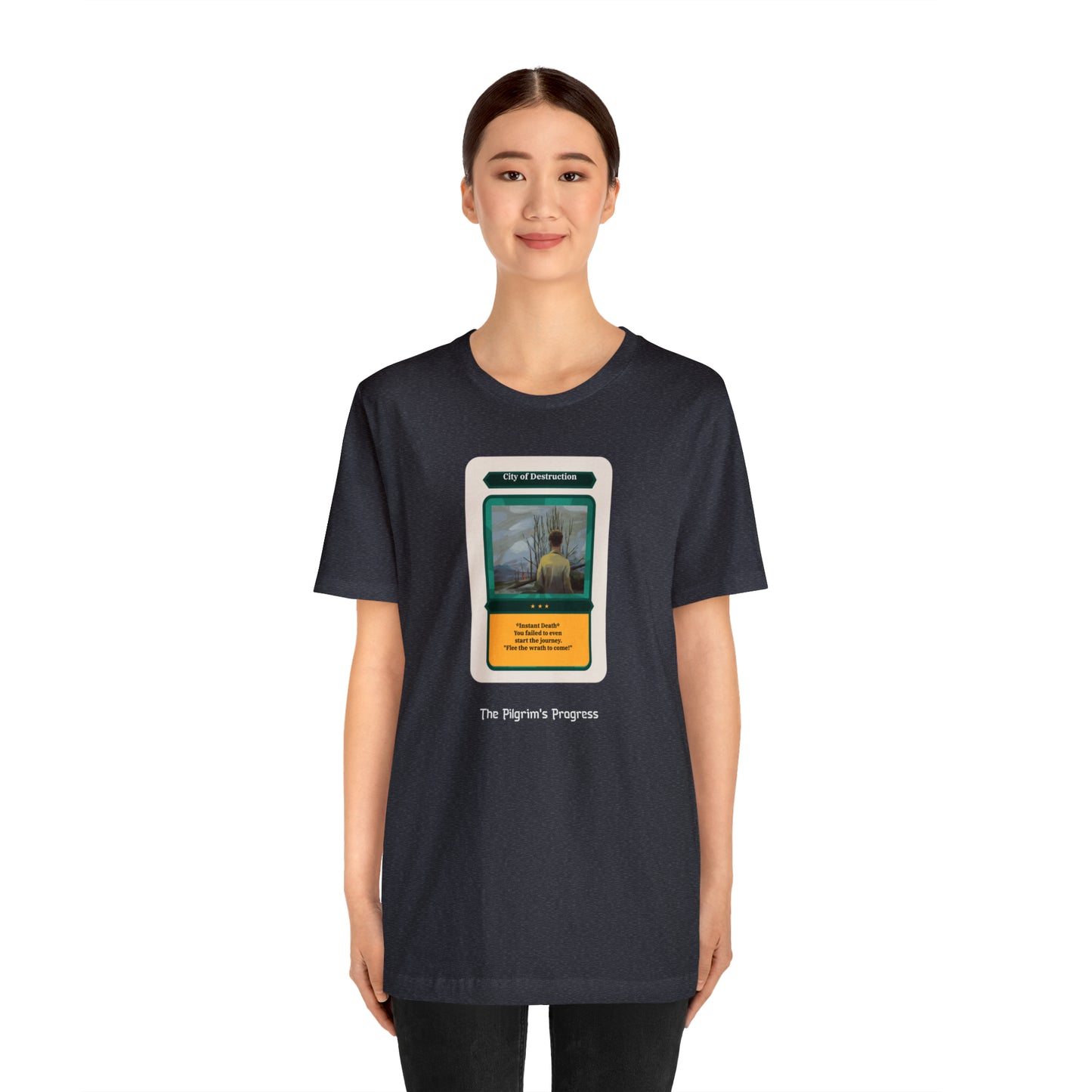 Pilgrim's Progress City of Destruction Trading Card Unisex Jersey Short Sleeve Tee