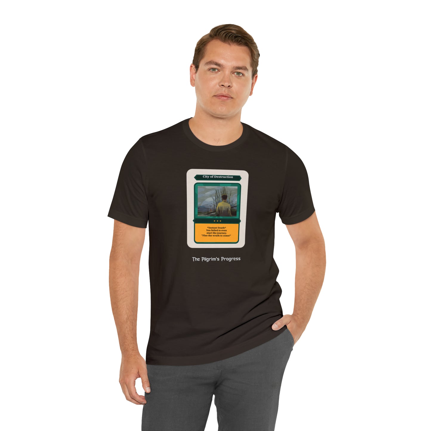 Pilgrim's Progress City of Destruction Trading Card Unisex Jersey Short Sleeve Tee
