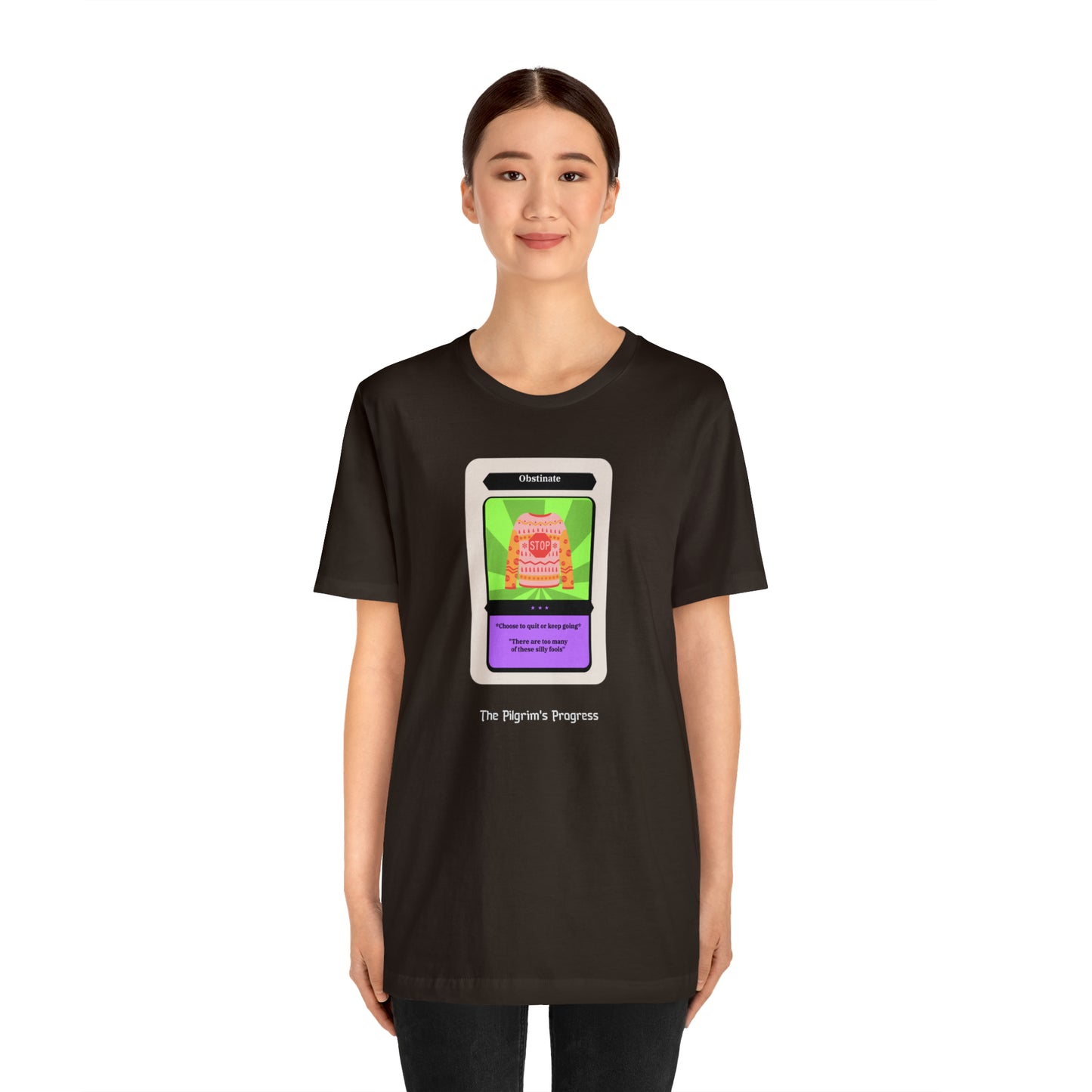 Pilgrim's Progress Obstinate Trading Card Unisex Jersey Short Sleeve Tee