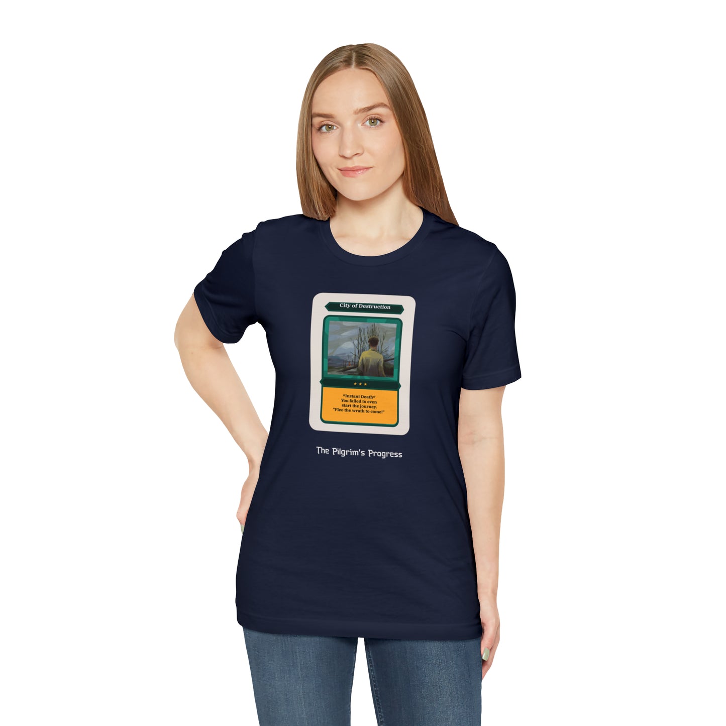 Pilgrim's Progress City of Destruction Trading Card Unisex Jersey Short Sleeve Tee