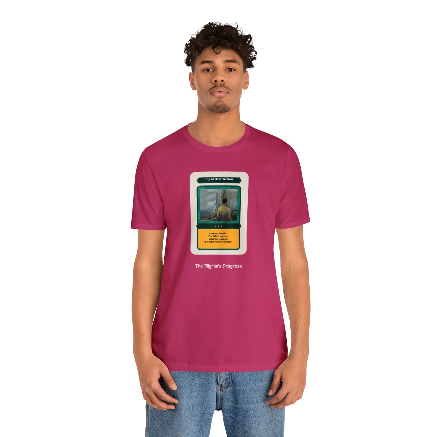 Pilgrim's Progress City of Destruction Trading Card Unisex Jersey Short Sleeve Tee