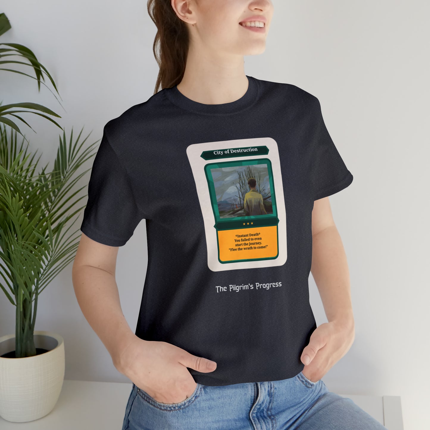 Pilgrim's Progress City of Destruction Trading Card Unisex Jersey Short Sleeve Tee