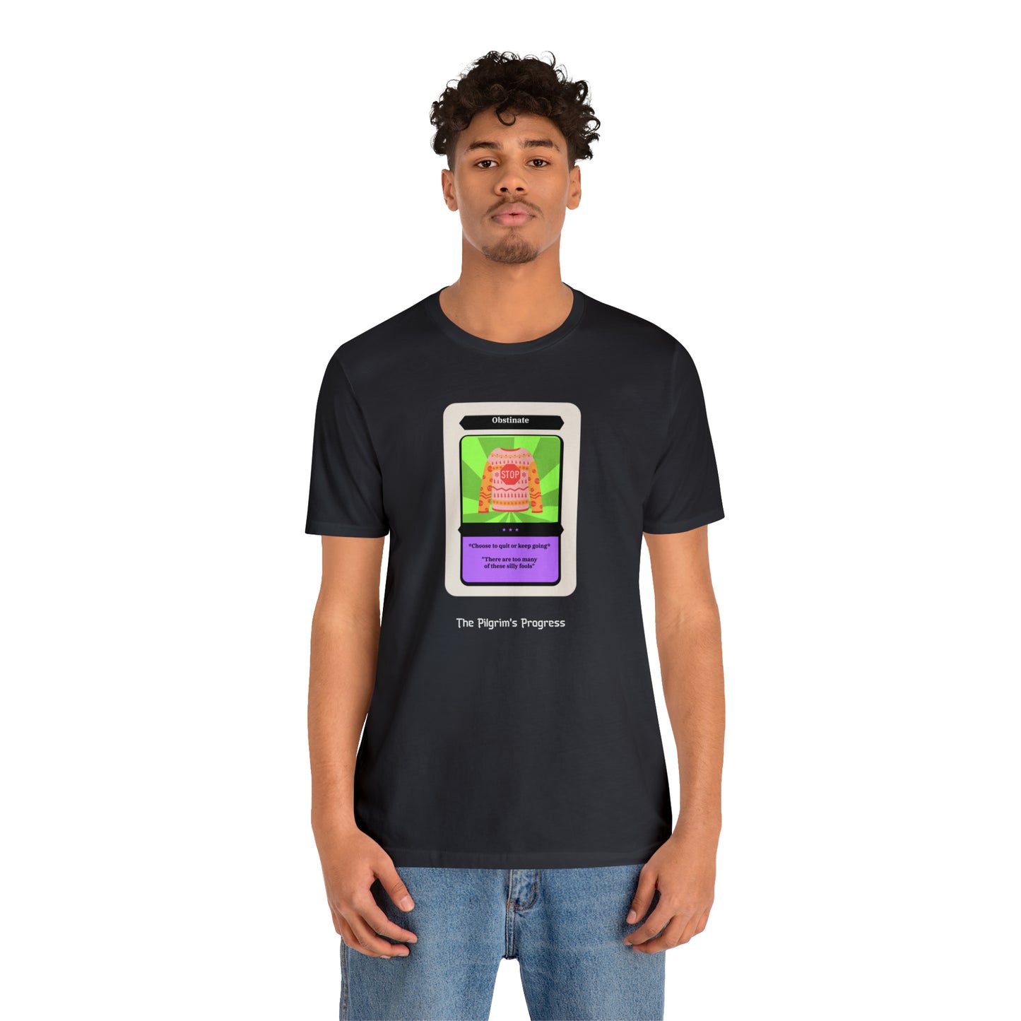 Pilgrim's Progress Obstinate Trading Card Unisex Jersey Short Sleeve Tee