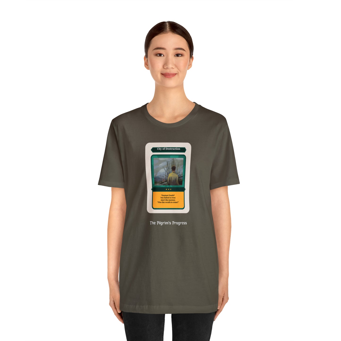 Pilgrim's Progress City of Destruction Trading Card Unisex Jersey Short Sleeve Tee