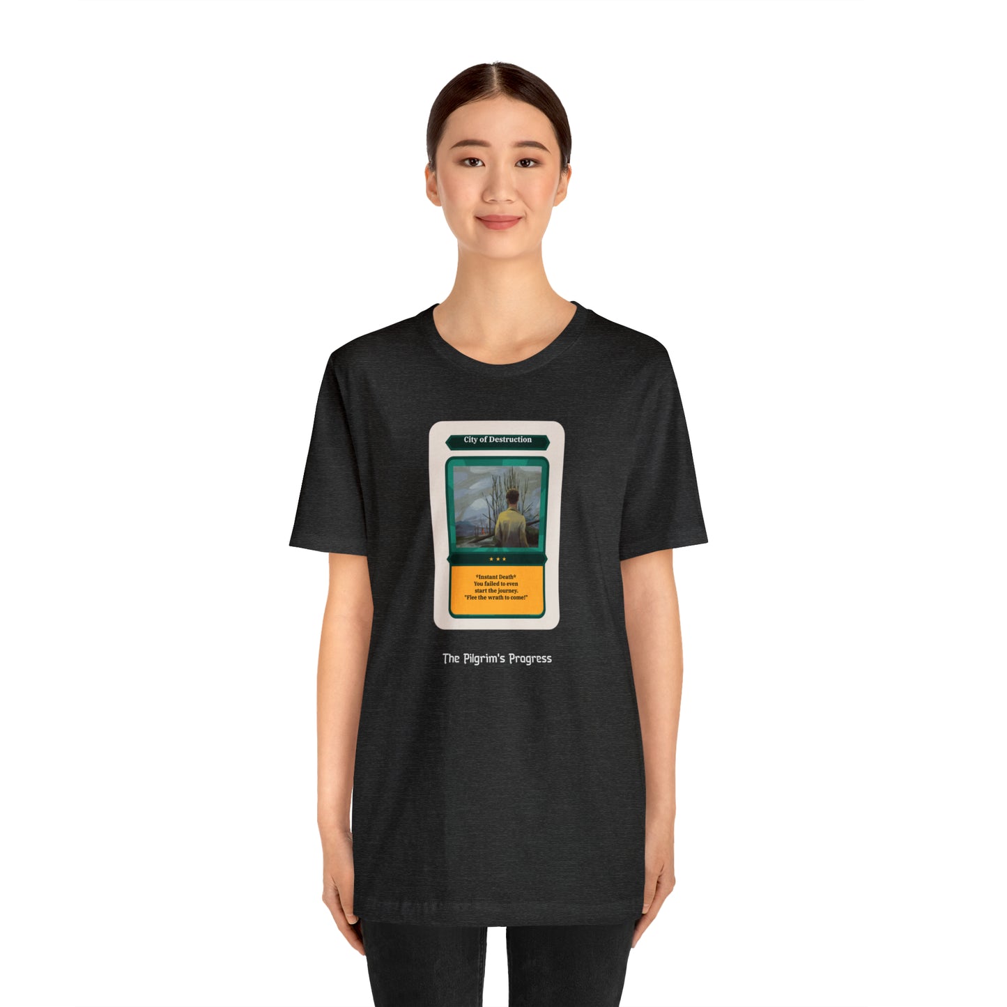 Pilgrim's Progress City of Destruction Trading Card Unisex Jersey Short Sleeve Tee