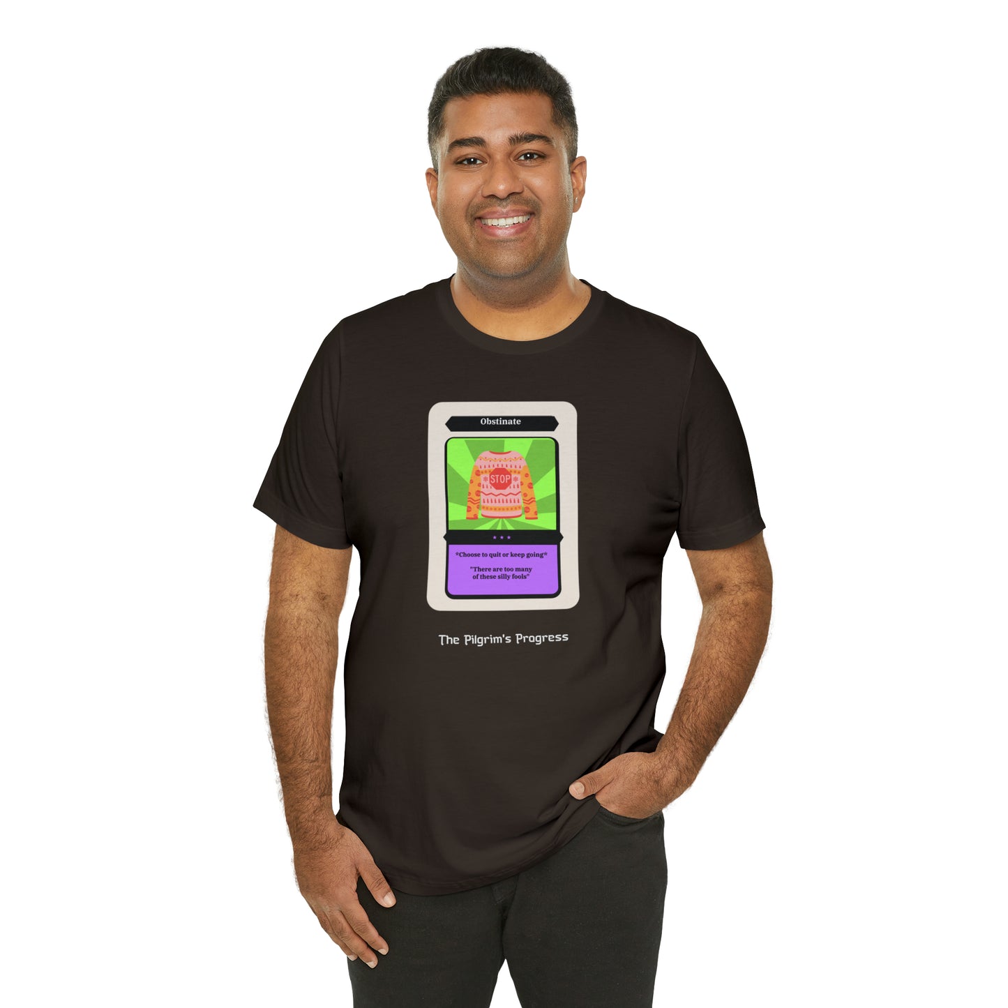 Pilgrim's Progress Obstinate Trading Card Unisex Jersey Short Sleeve Tee