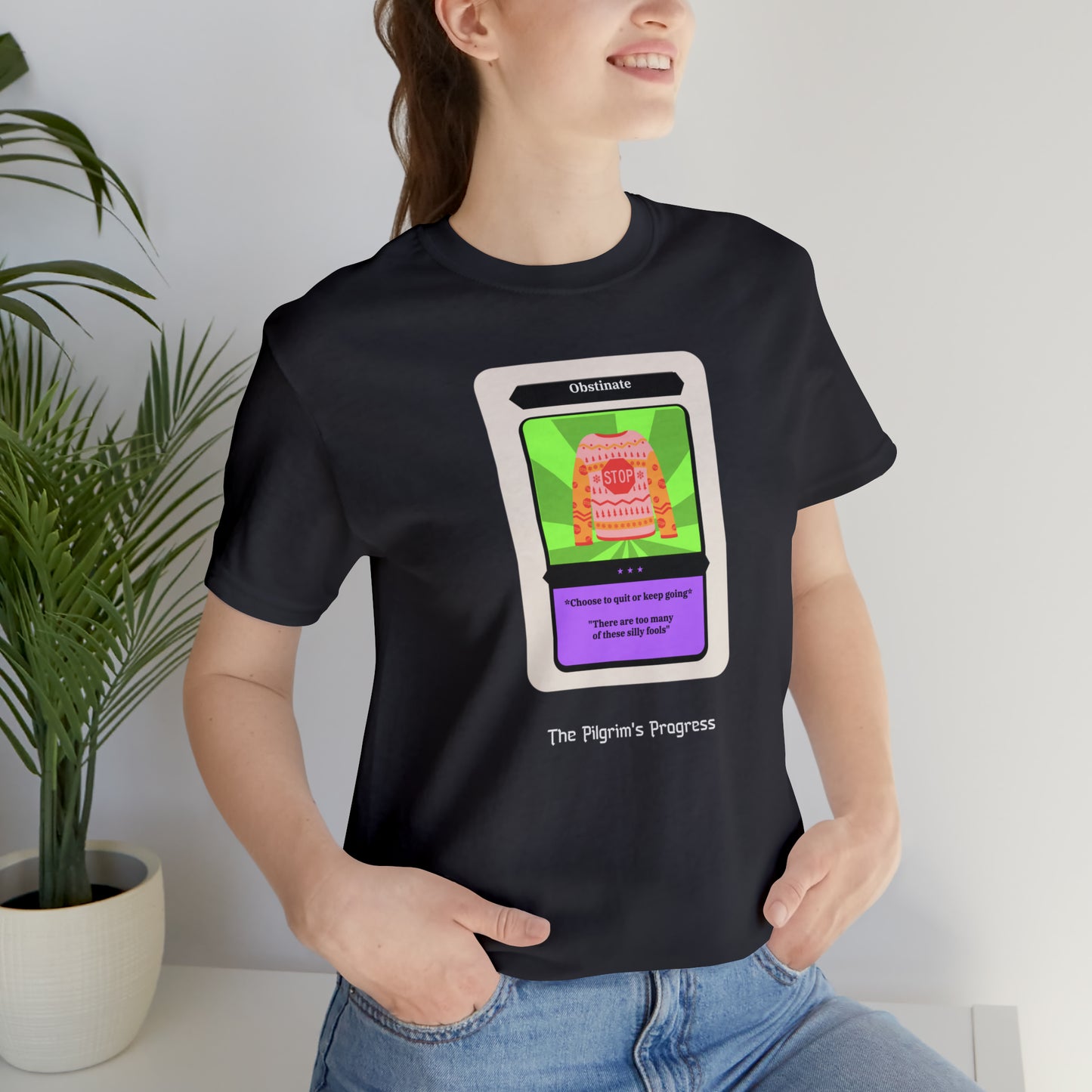 Pilgrim's Progress Obstinate Trading Card Unisex Jersey Short Sleeve Tee