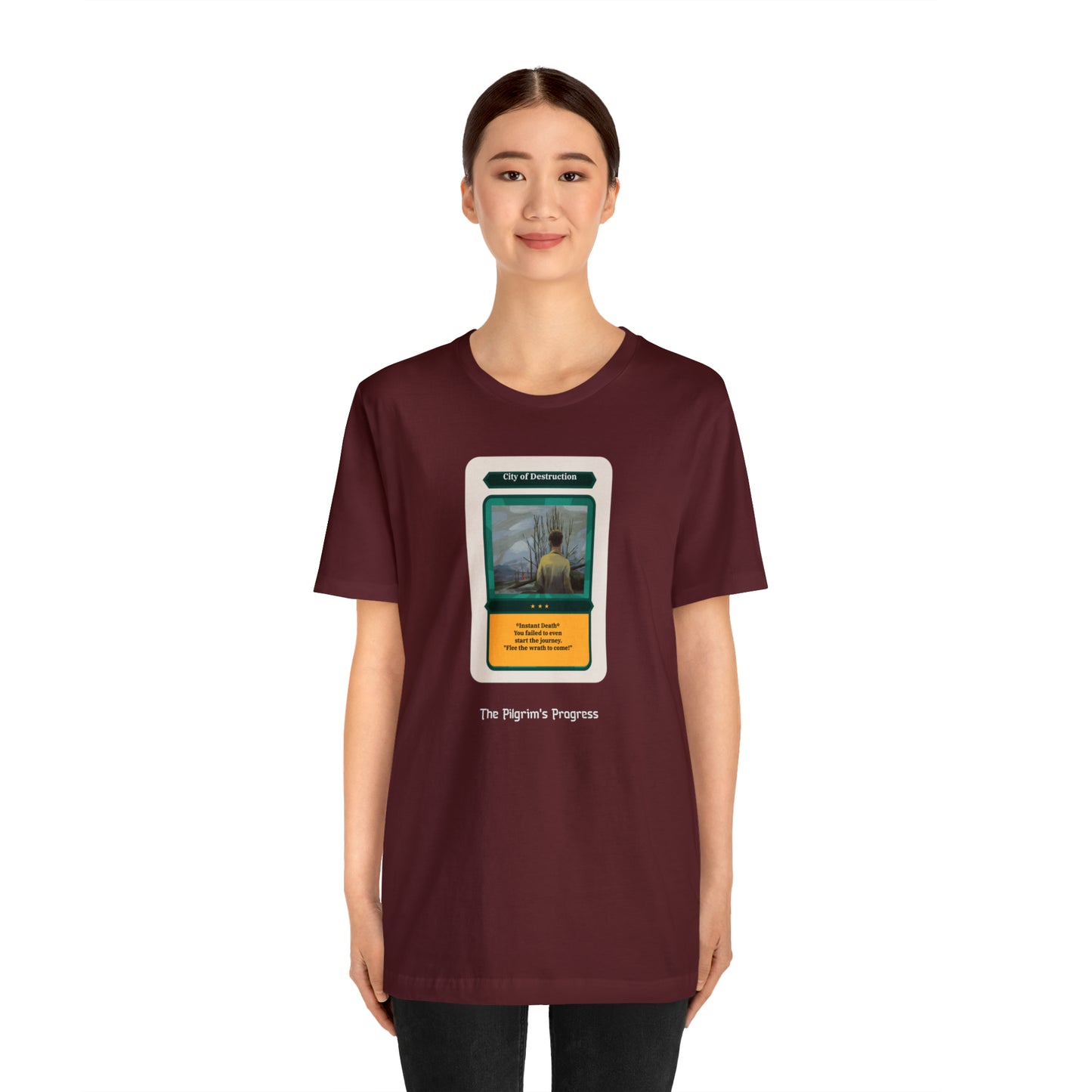 Pilgrim's Progress City of Destruction Trading Card Unisex Jersey Short Sleeve Tee