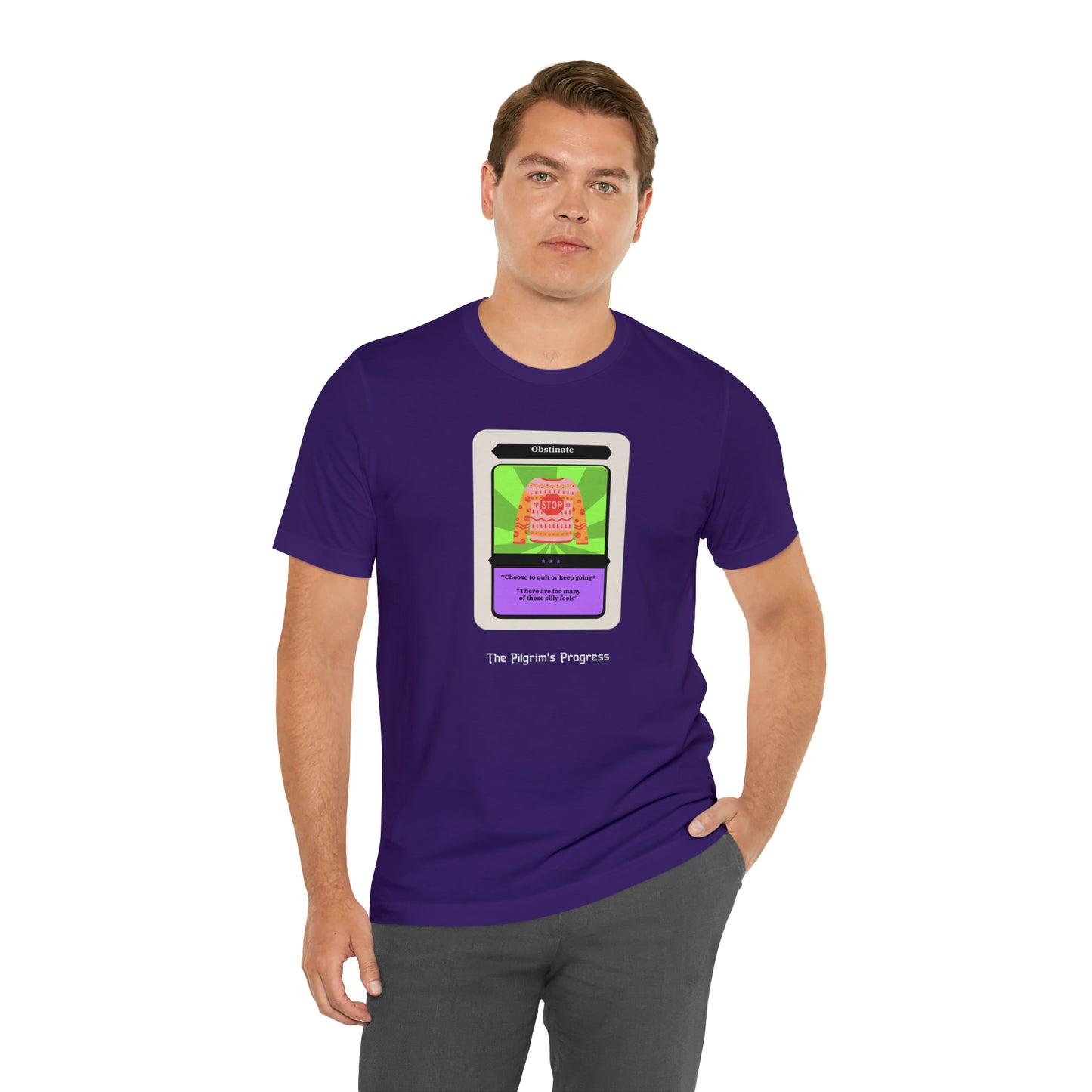 Pilgrim's Progress Obstinate Trading Card Unisex Jersey Short Sleeve Tee