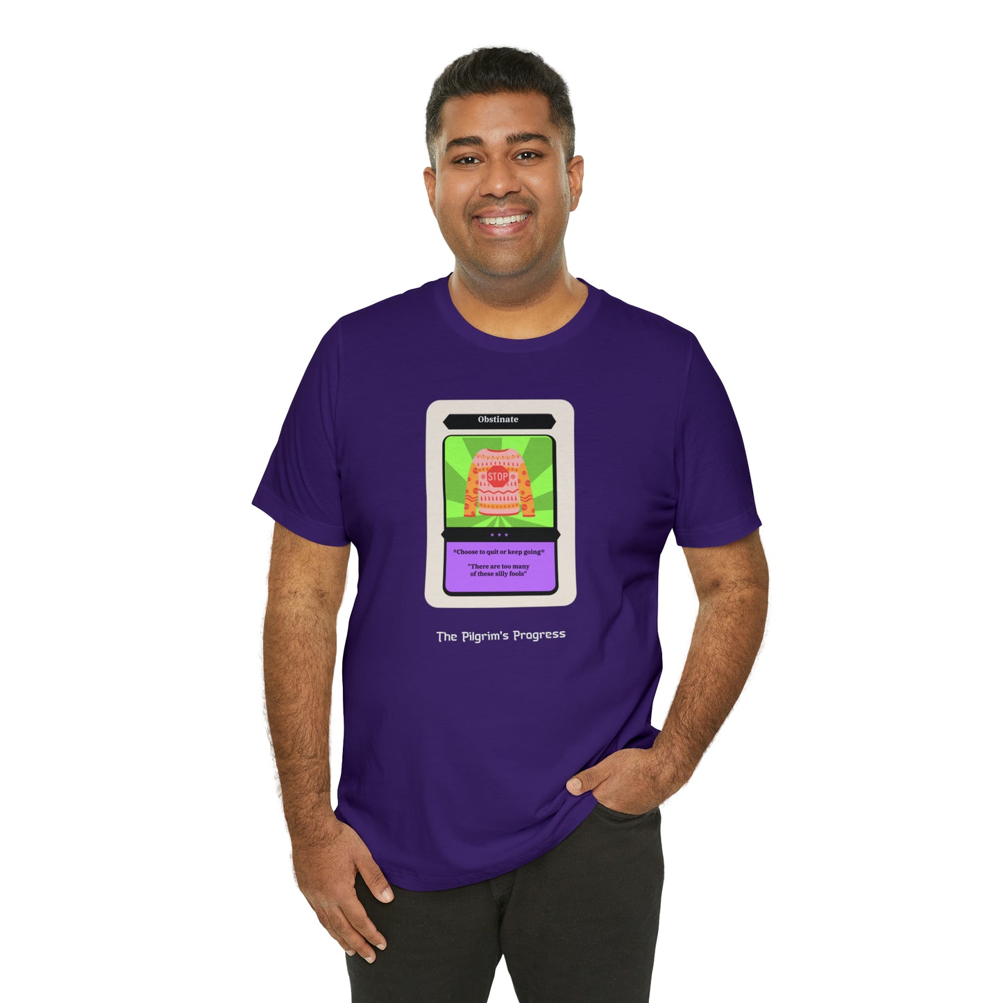 Pilgrim's Progress Obstinate Trading Card Unisex Jersey Short Sleeve Tee