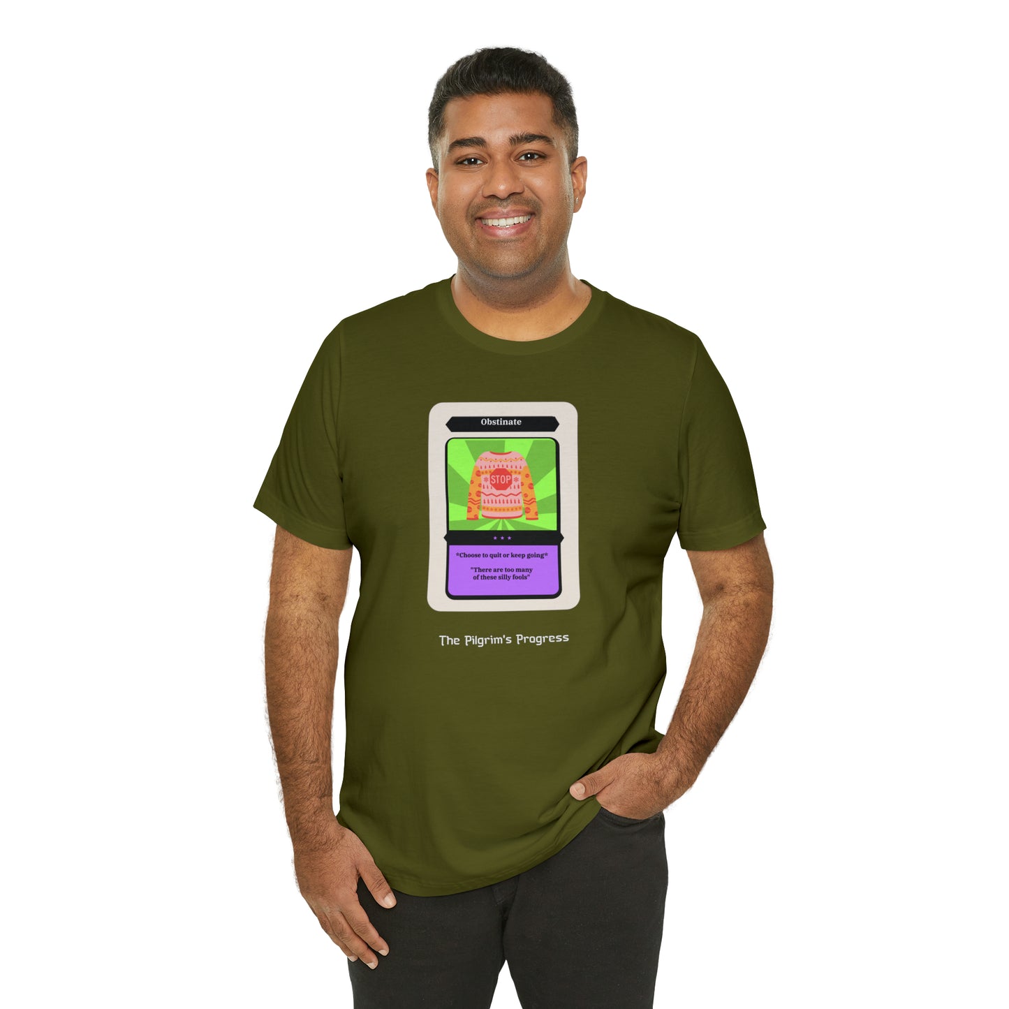 Pilgrim's Progress Obstinate Trading Card Unisex Jersey Short Sleeve Tee