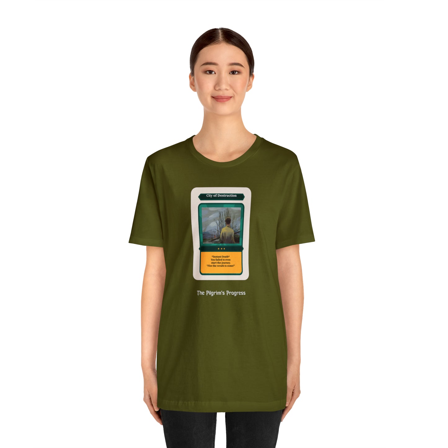 Pilgrim's Progress City of Destruction Trading Card Unisex Jersey Short Sleeve Tee
