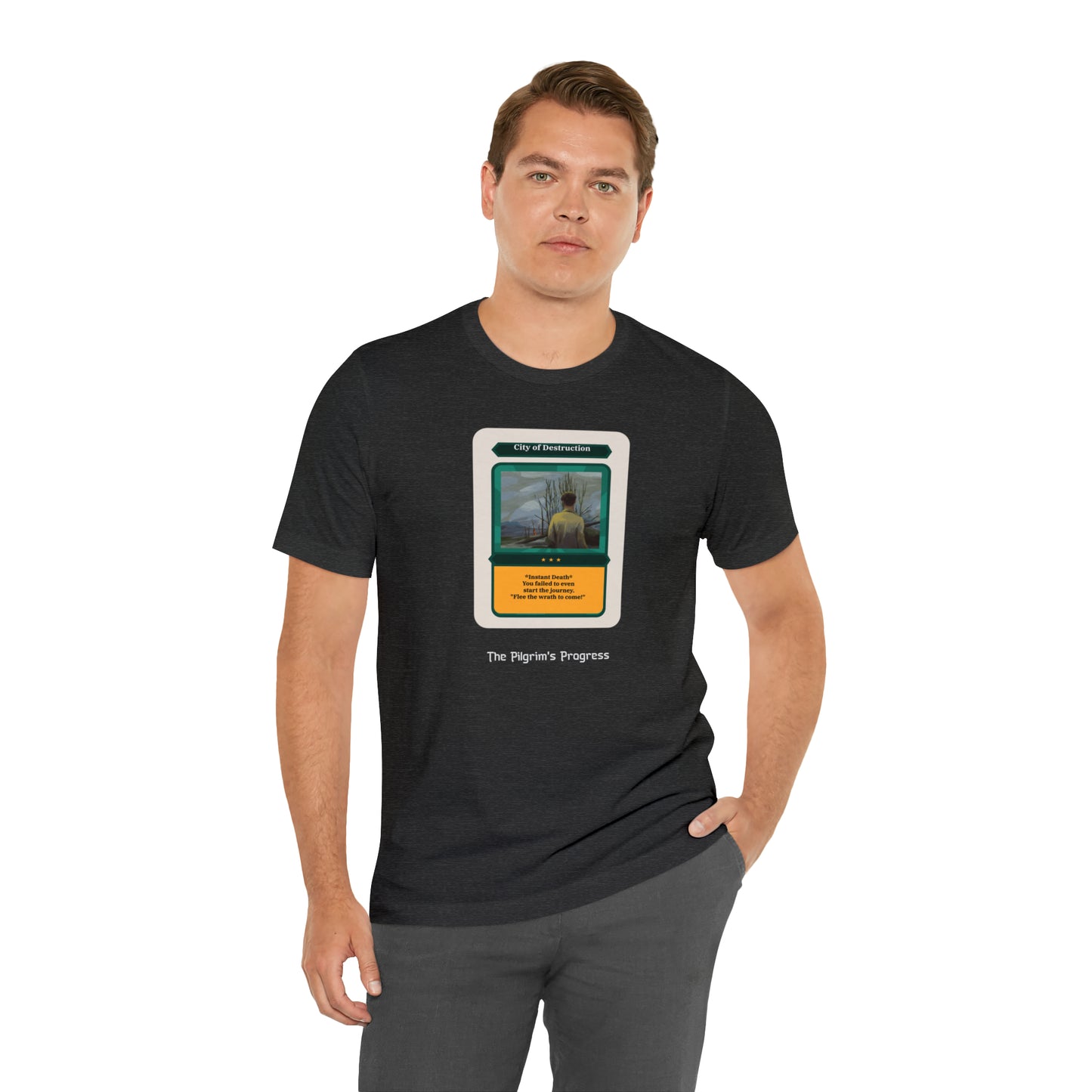 Pilgrim's Progress City of Destruction Trading Card Unisex Jersey Short Sleeve Tee