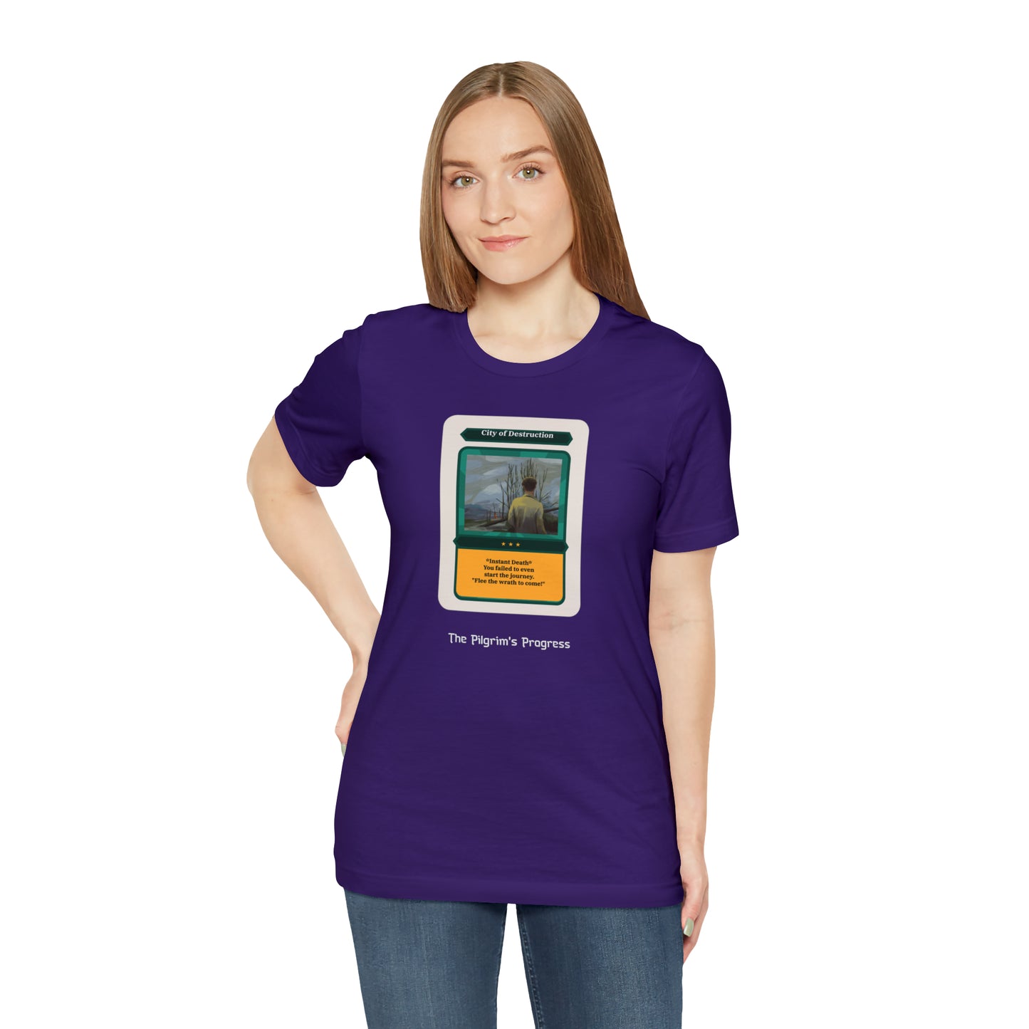 Pilgrim's Progress City of Destruction Trading Card Unisex Jersey Short Sleeve Tee