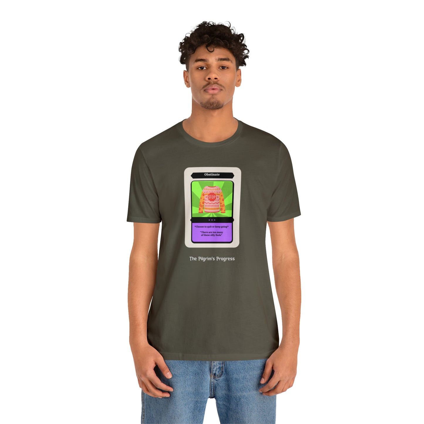Pilgrim's Progress Obstinate Trading Card Unisex Jersey Short Sleeve Tee