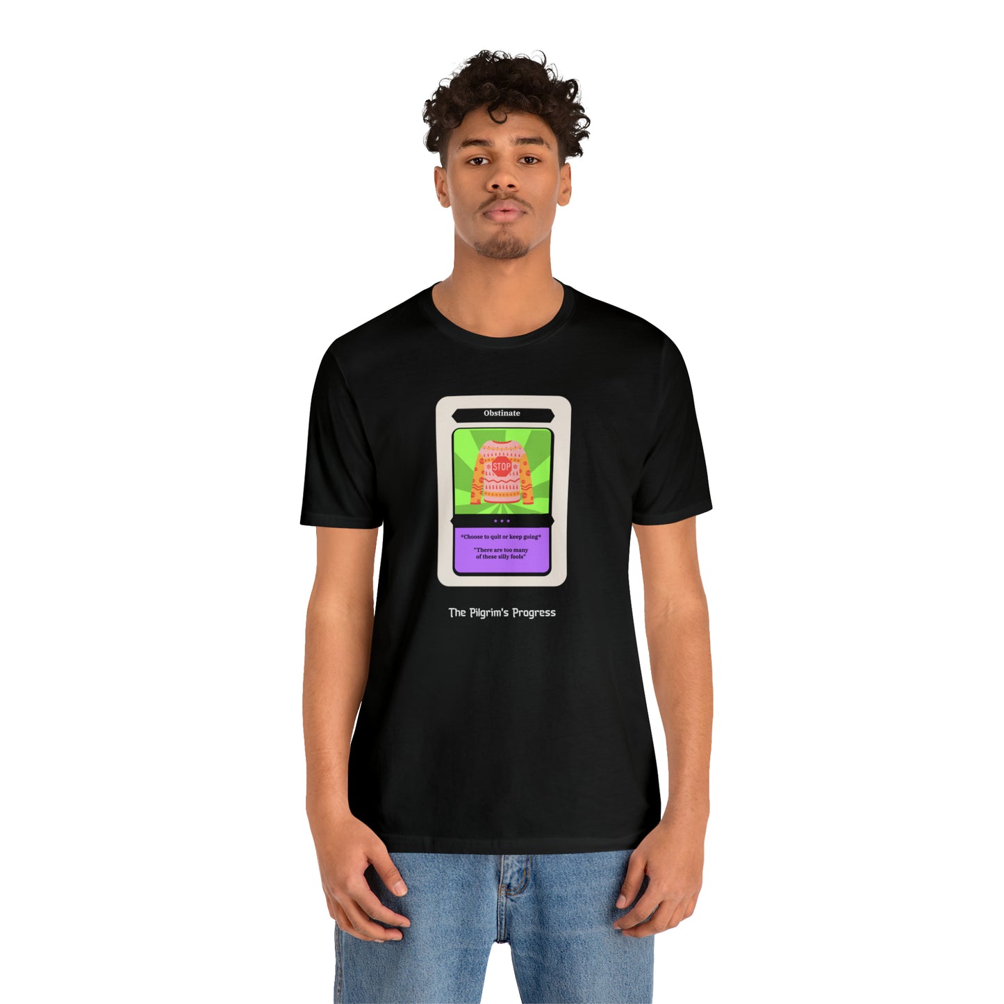Pilgrim's Progress Obstinate Trading Card Unisex Jersey Short Sleeve Tee