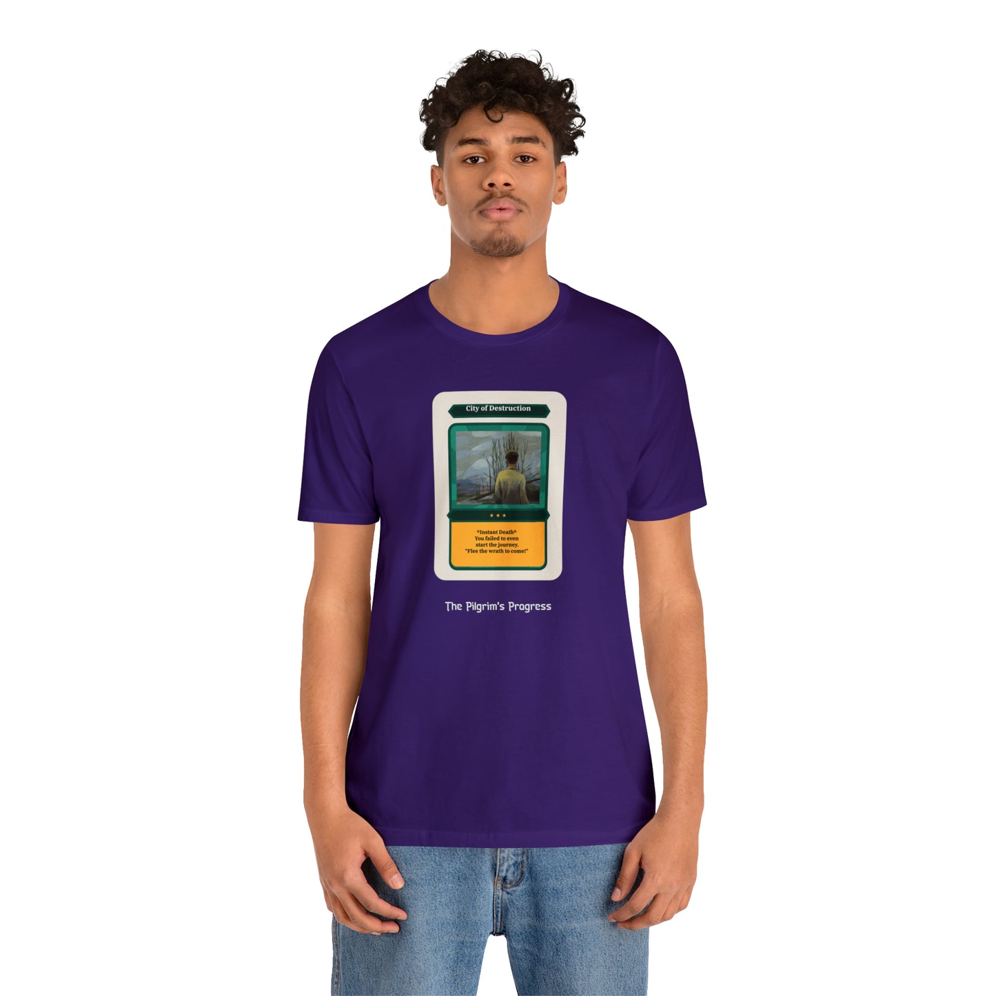 Pilgrim's Progress City of Destruction Trading Card Unisex Jersey Short Sleeve Tee
