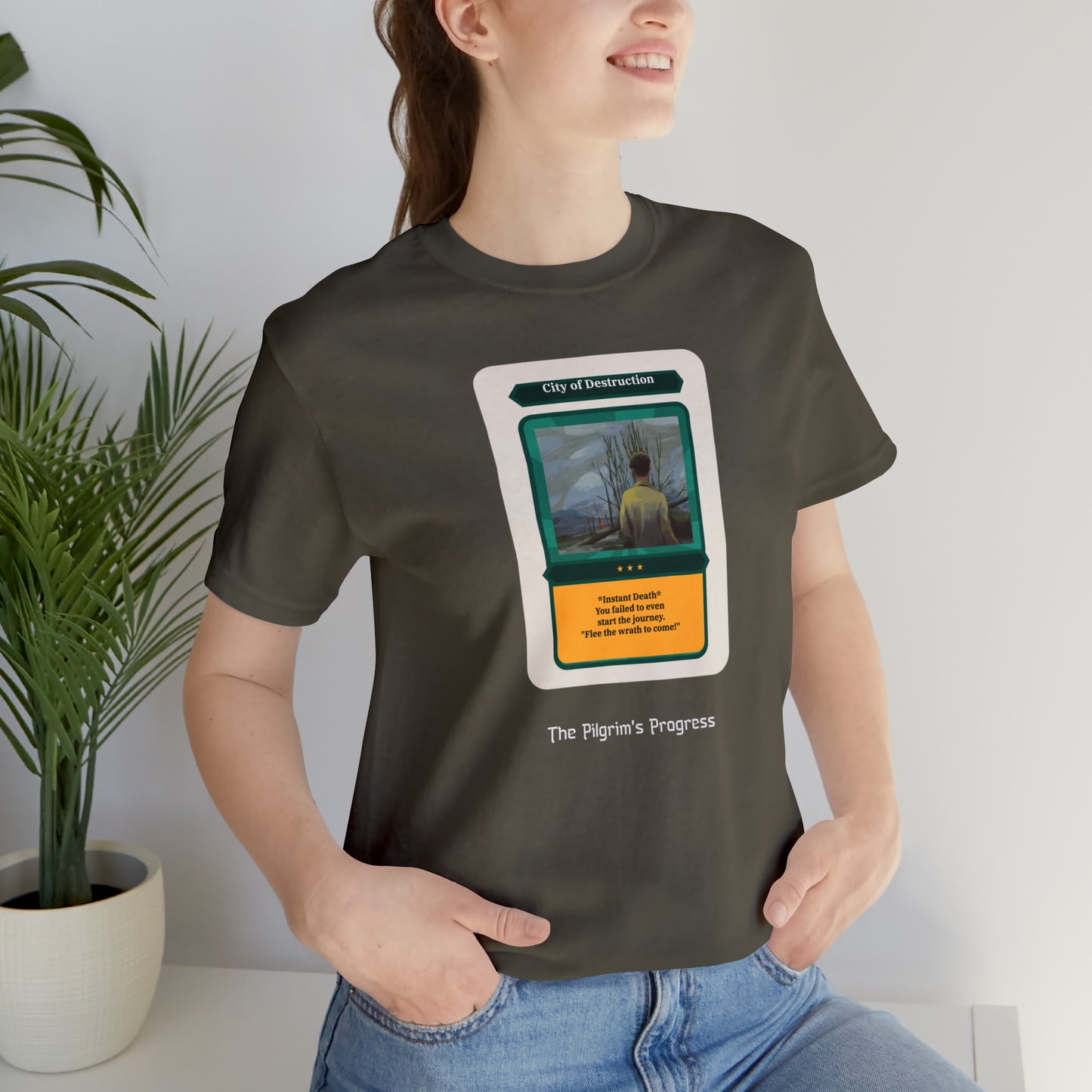 Pilgrim's Progress City of Destruction Trading Card Unisex Jersey Short Sleeve Tee