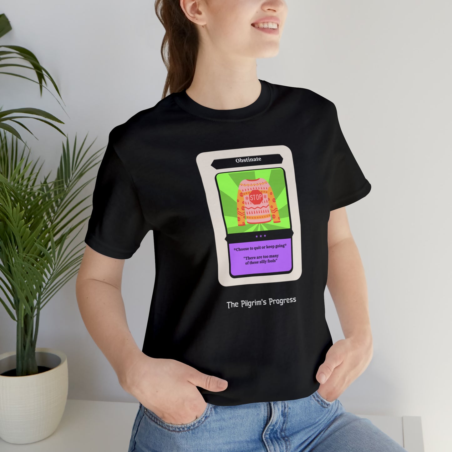 Pilgrim's Progress Obstinate Trading Card Unisex Jersey Short Sleeve Tee