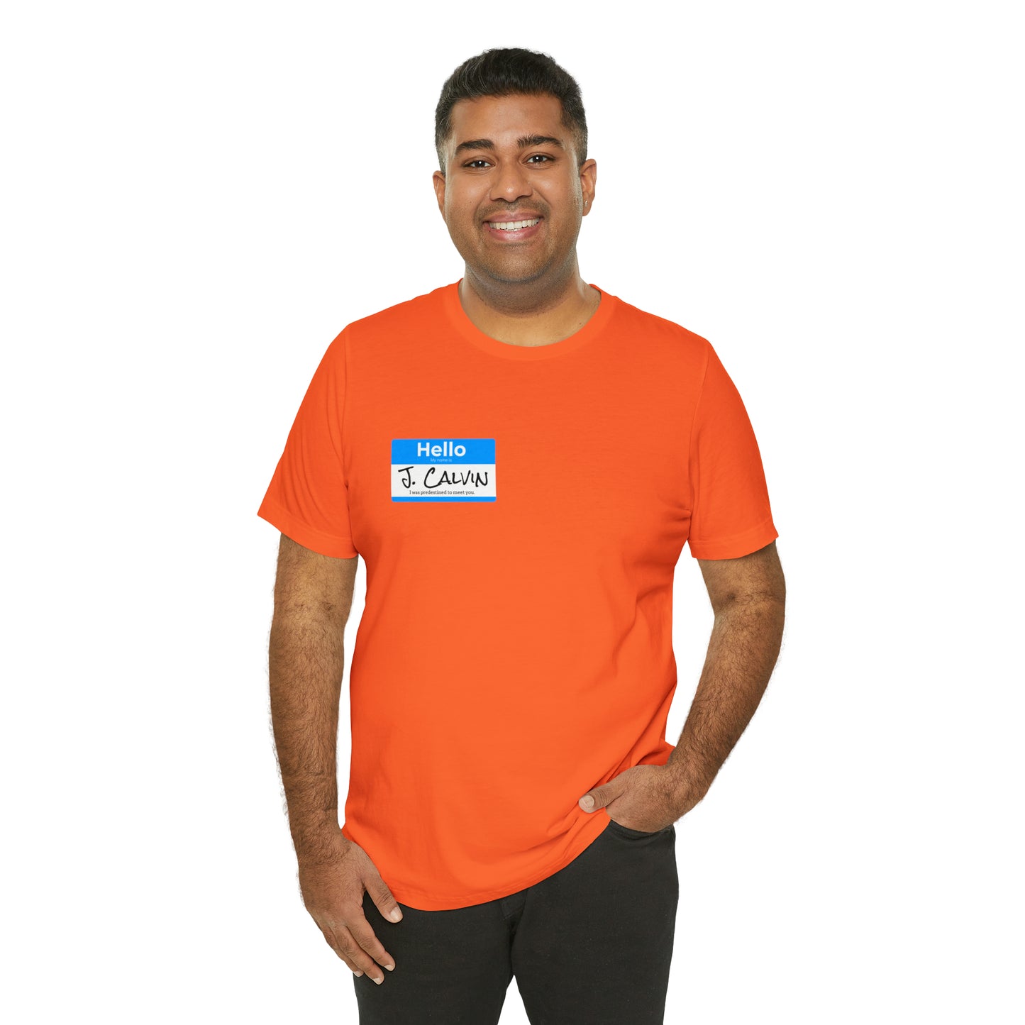 Hello My Name is John Calvin Unisex Jersey Short Sleeve Tee
