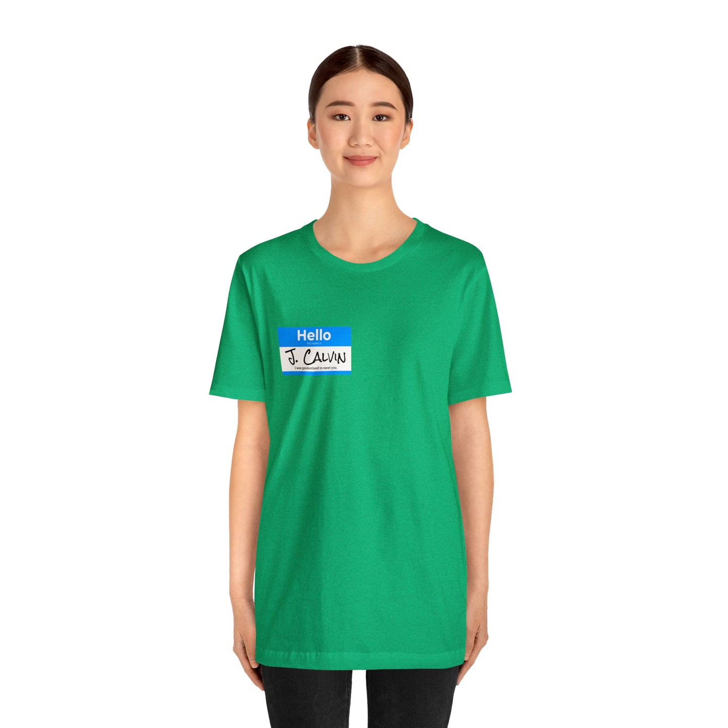Hello My Name is John Calvin Unisex Jersey Short Sleeve Tee
