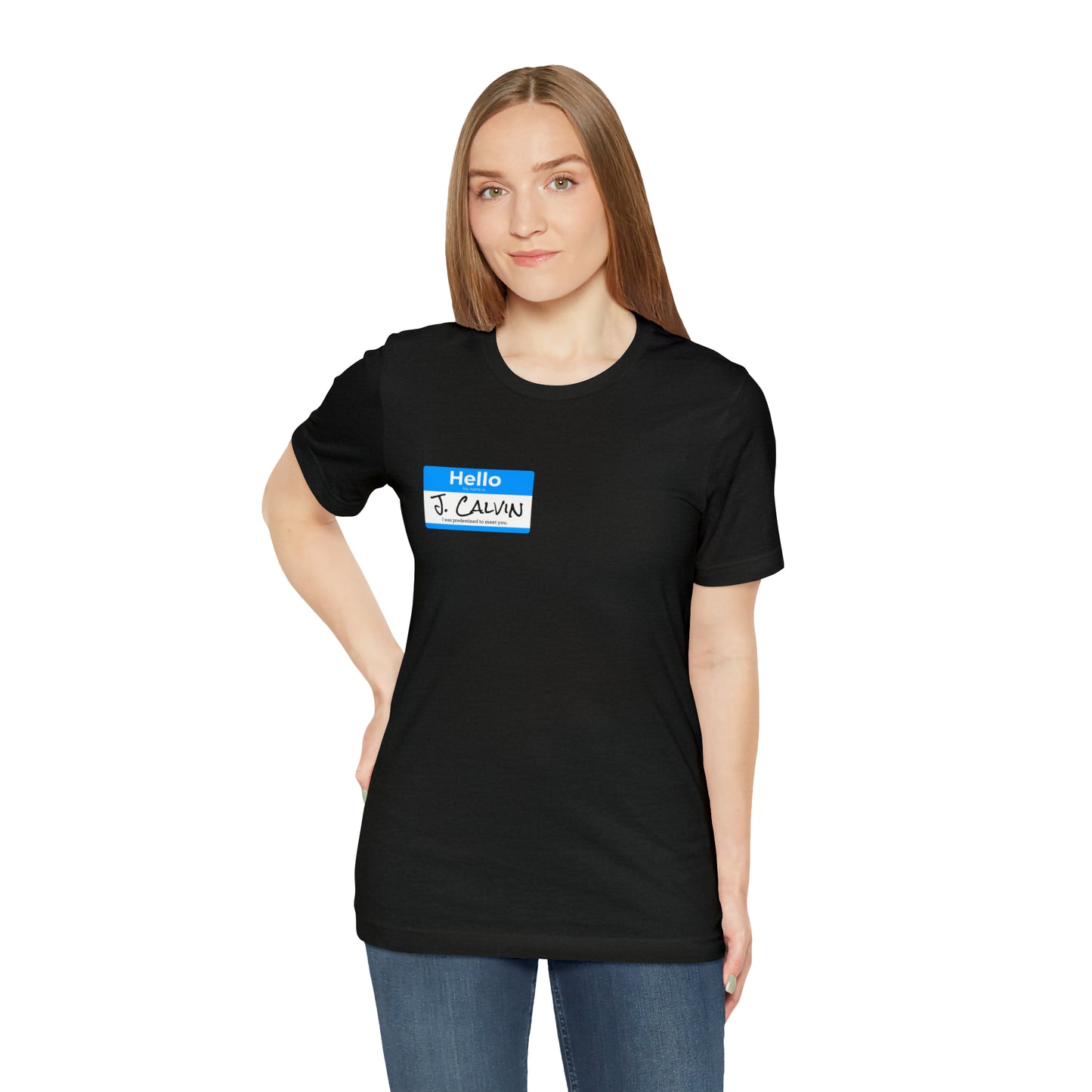 Hello My Name is John Calvin Unisex Jersey Short Sleeve Tee