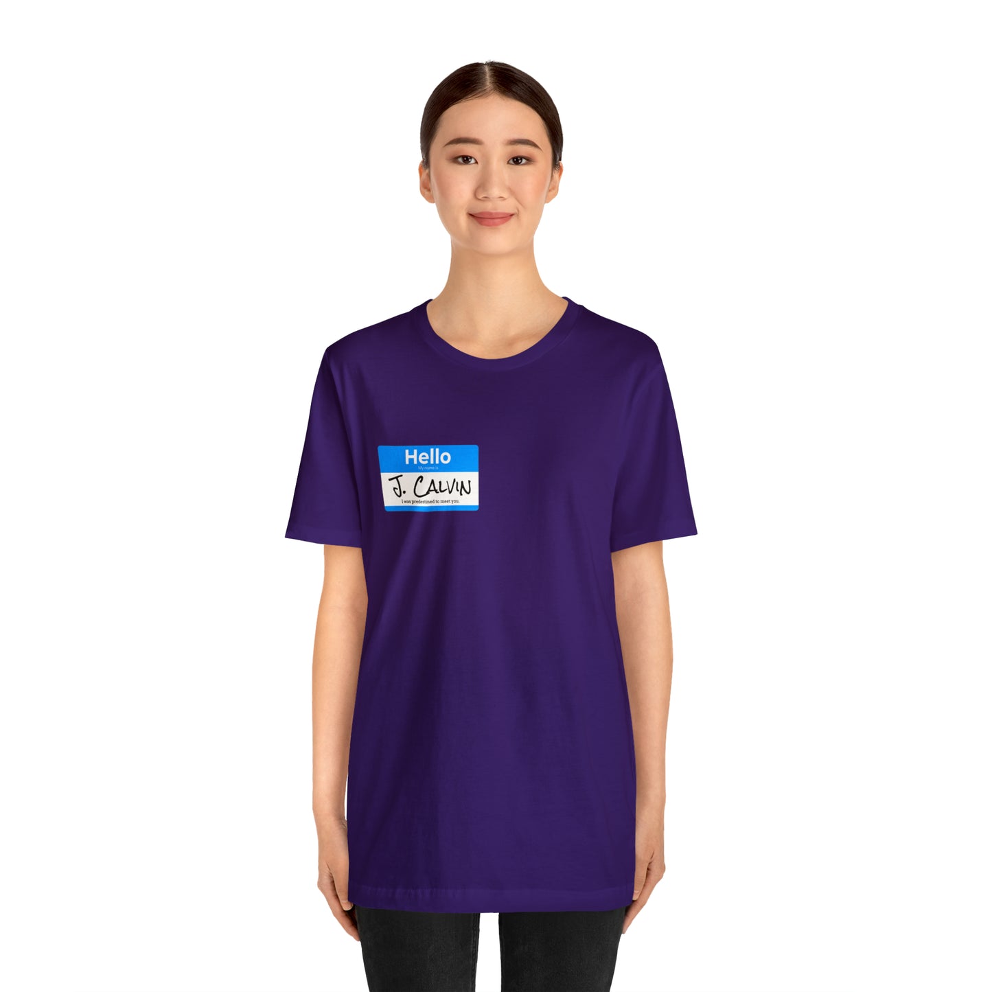 Hello My Name is John Calvin Unisex Jersey Short Sleeve Tee