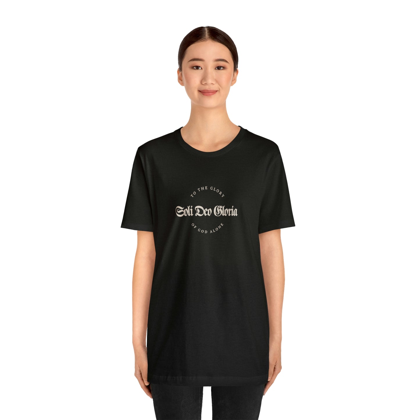 Soli Deo Gloria Gothic Circle Unisex Jersey Short Sleeve Tee