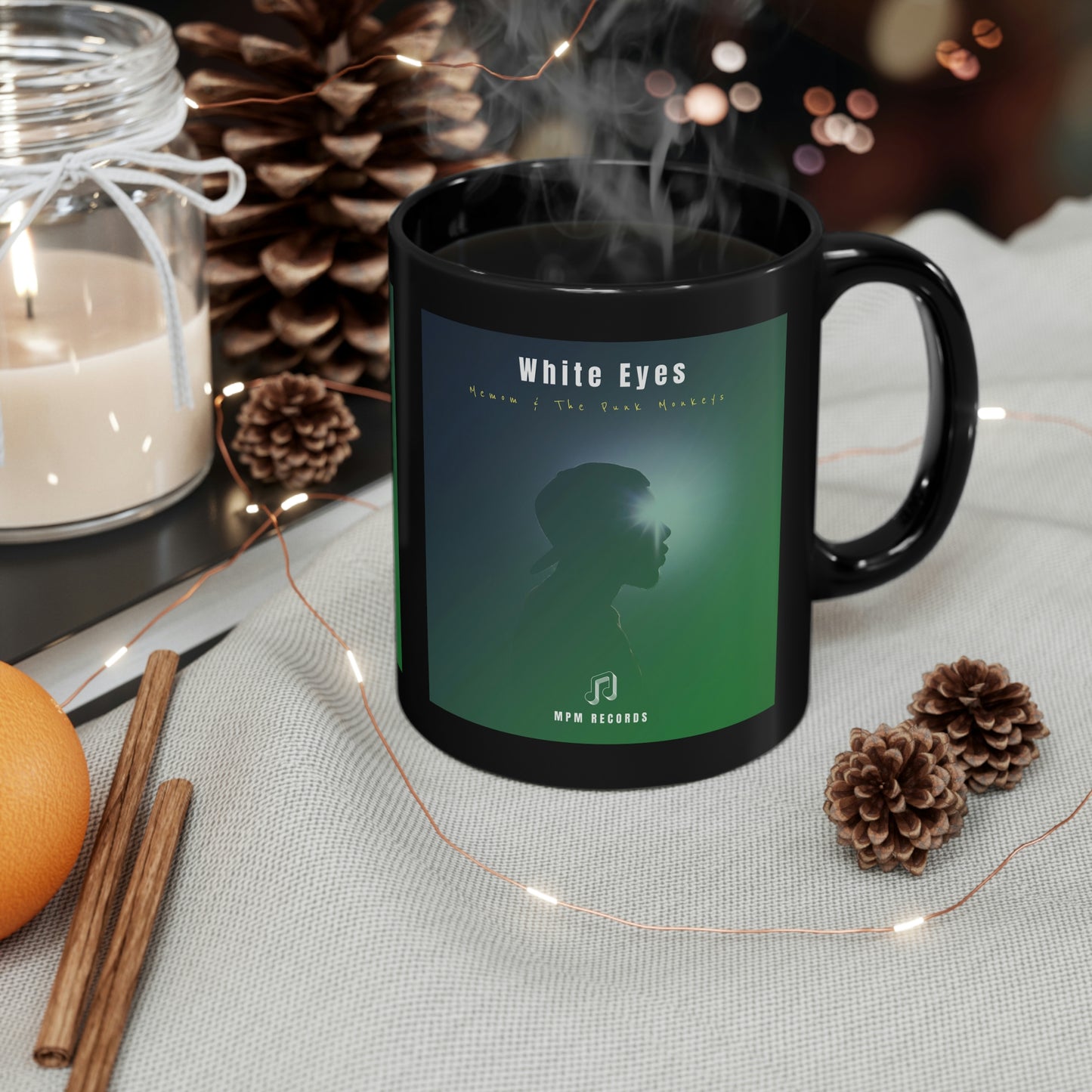 White Eyes 11oz Black Mug