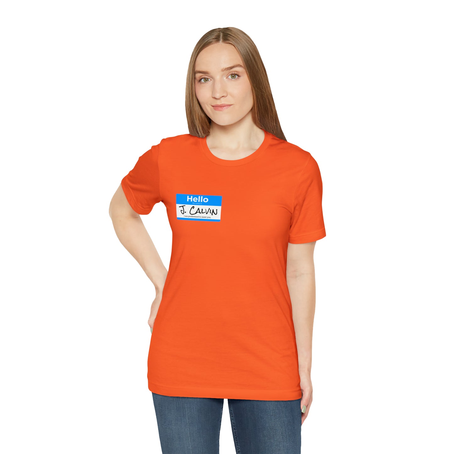Hello My Name is John Calvin Unisex Jersey Short Sleeve Tee