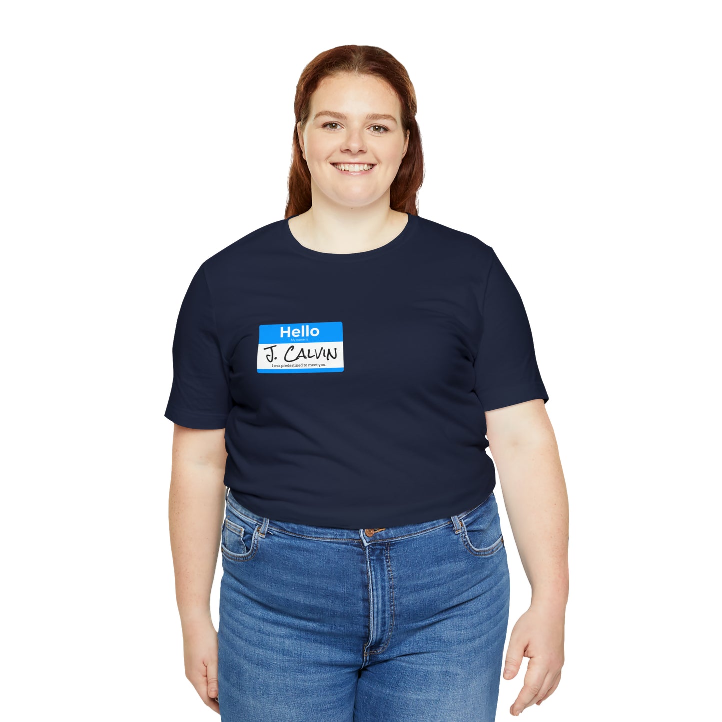 Hello My Name is John Calvin Unisex Jersey Short Sleeve Tee