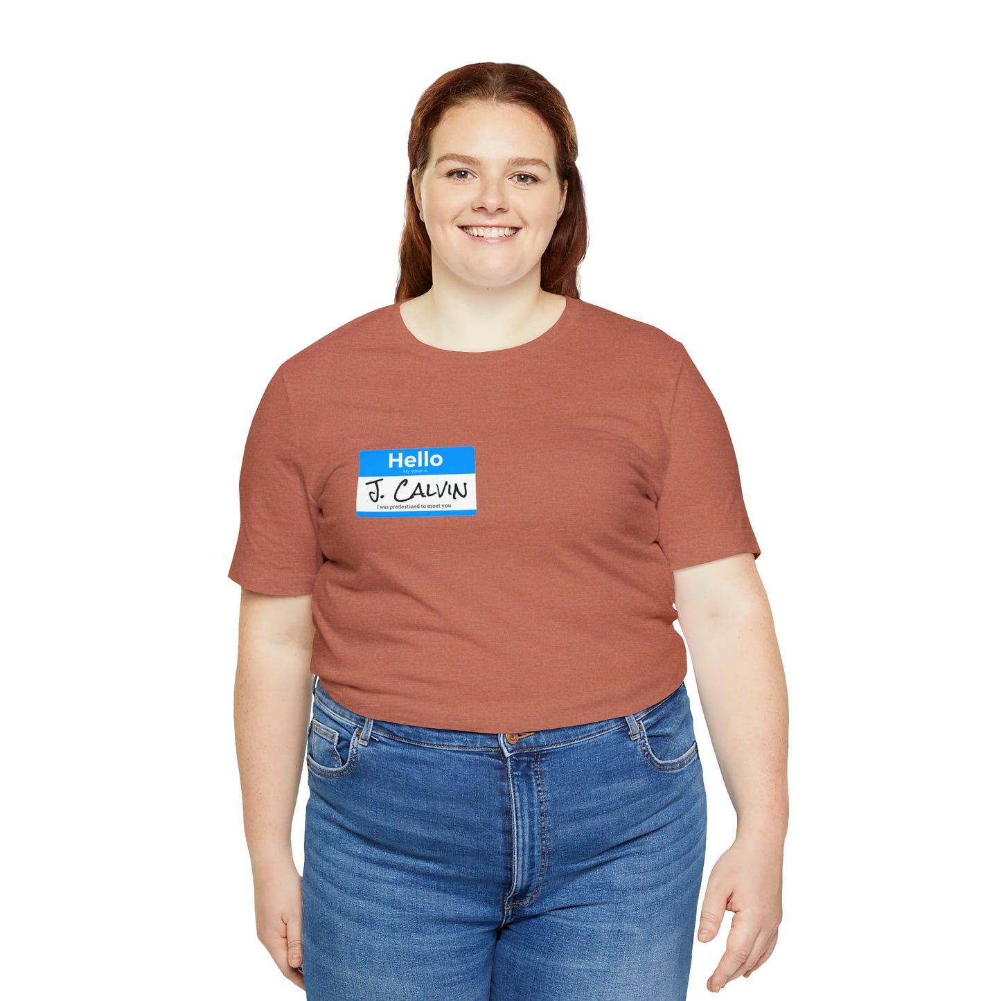 Hello My Name is John Calvin Unisex Jersey Short Sleeve Tee