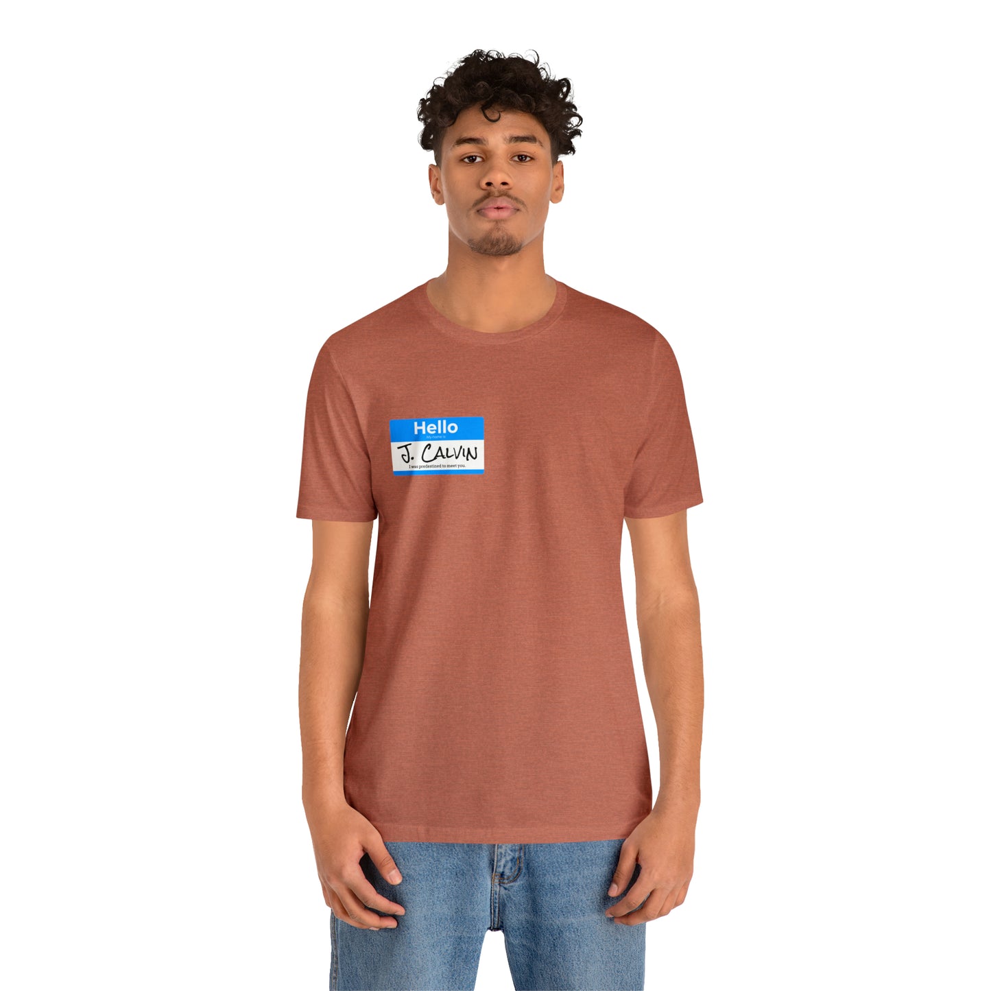 Hello My Name is John Calvin Unisex Jersey Short Sleeve Tee